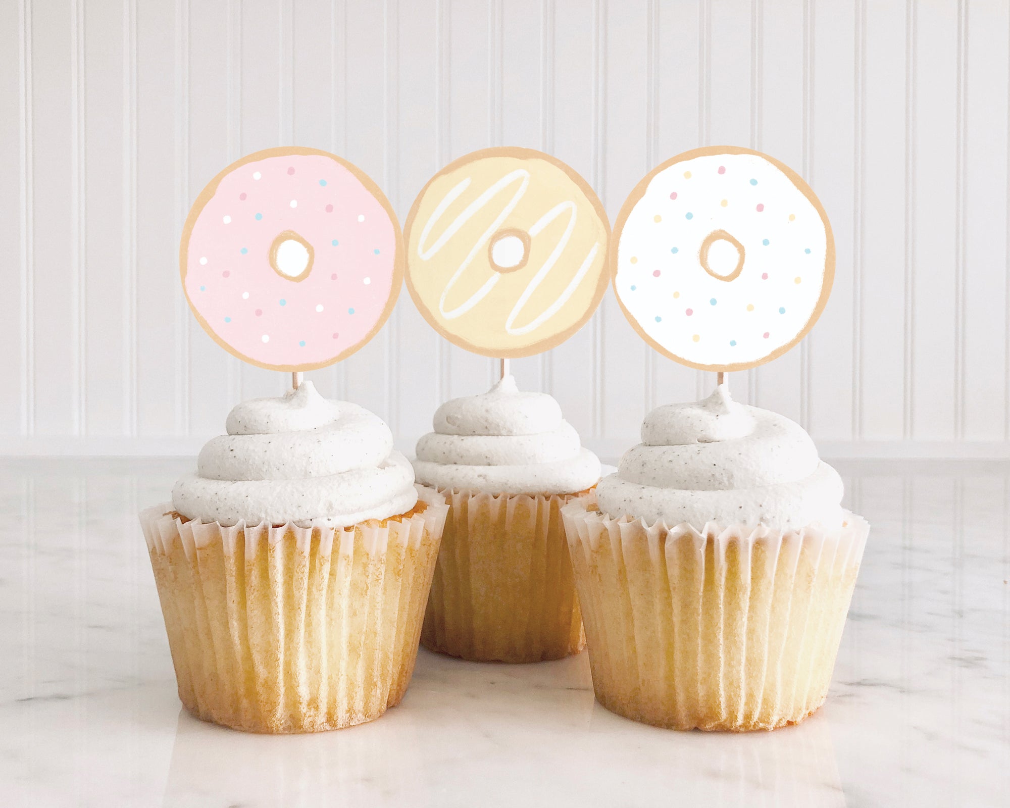 Donut Birthday Party Cupcake Toppers