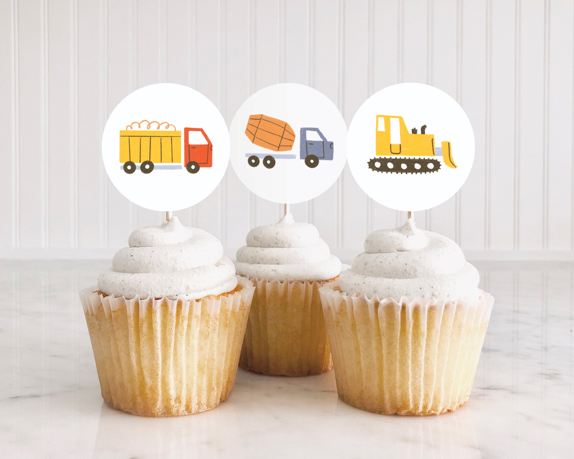 Construction Birthday Party Cupcake Toppers