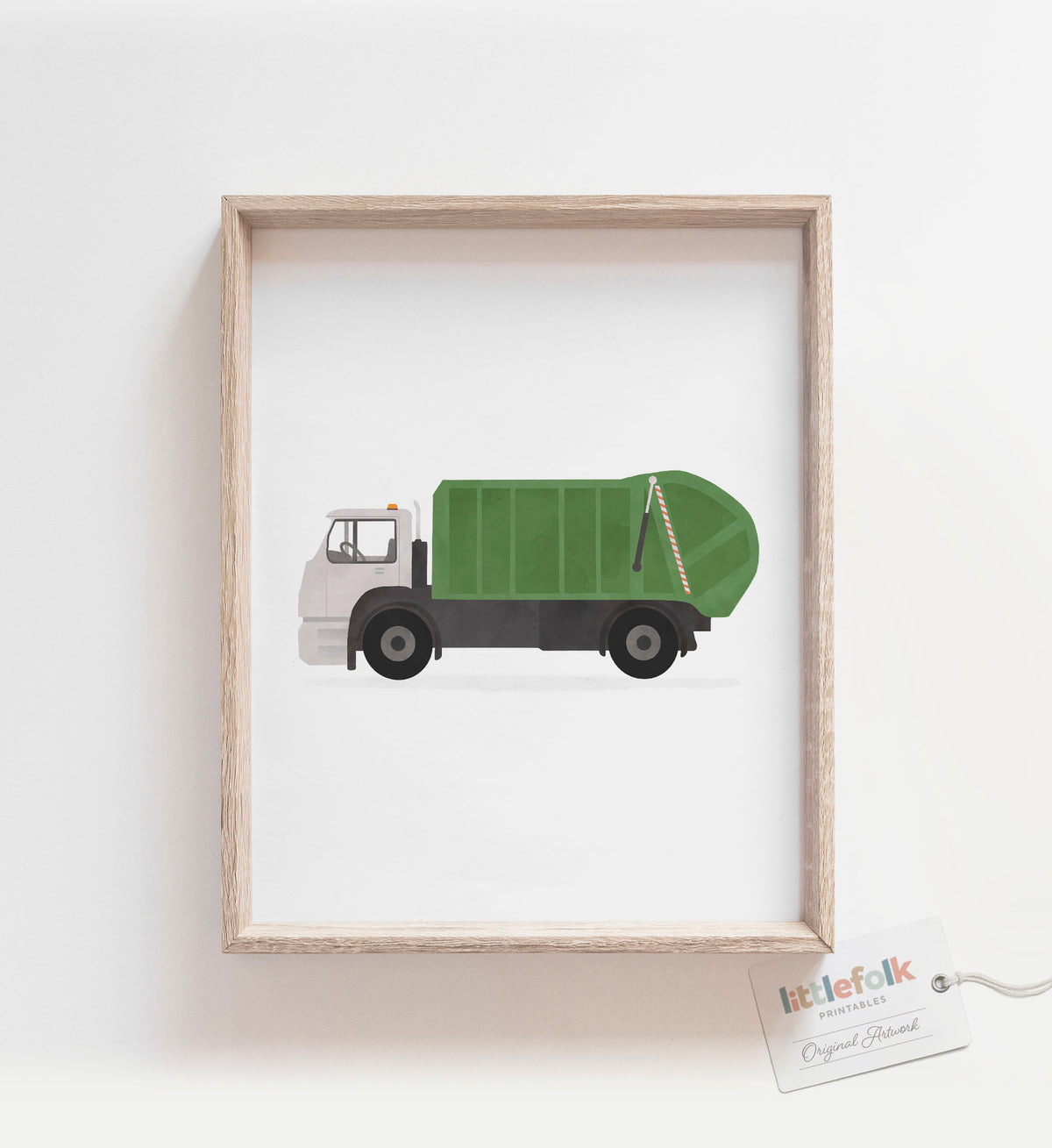 Garbage Truck Print - Green