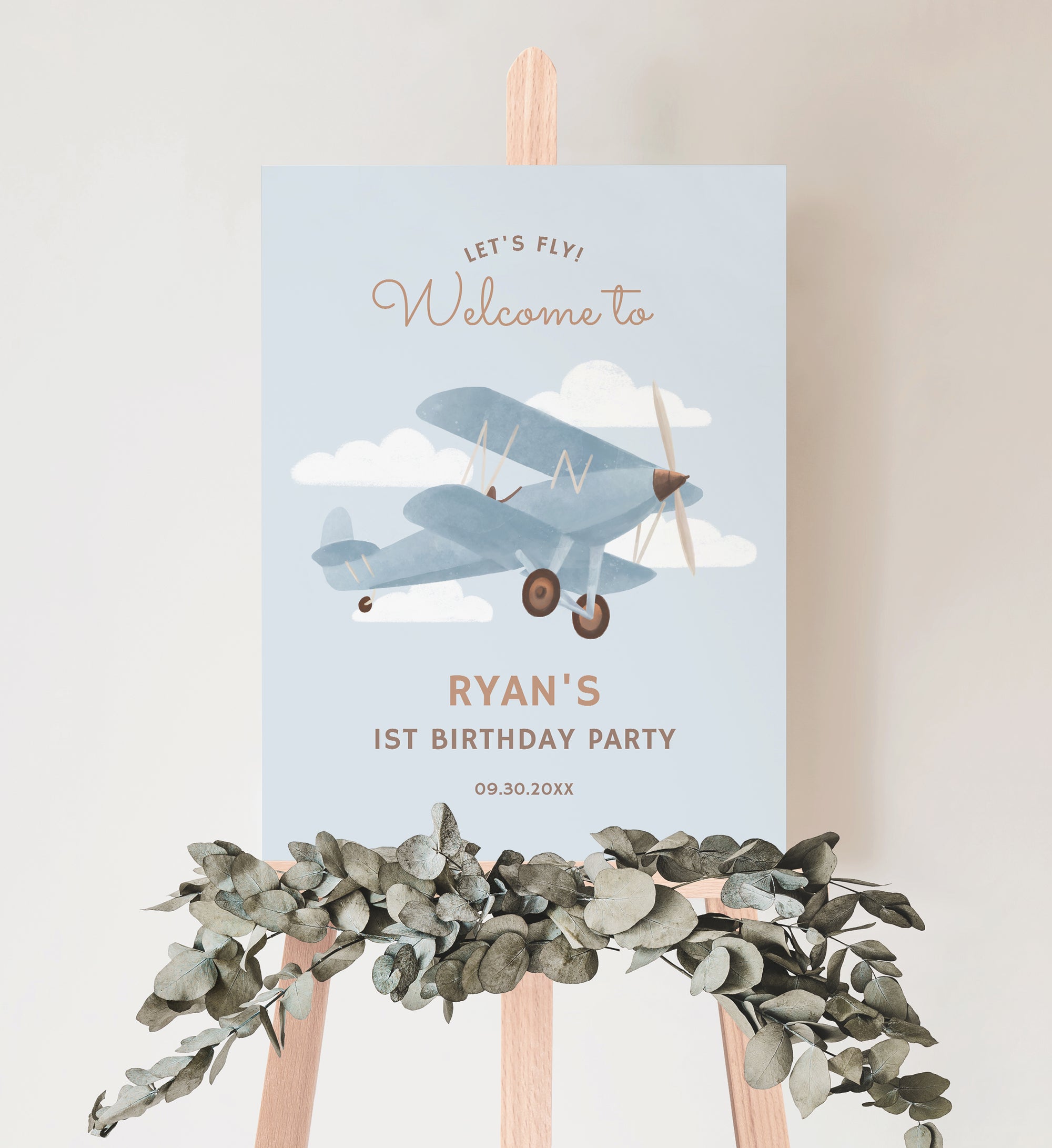 Editable Airplane Birthday Party Welcome Sign