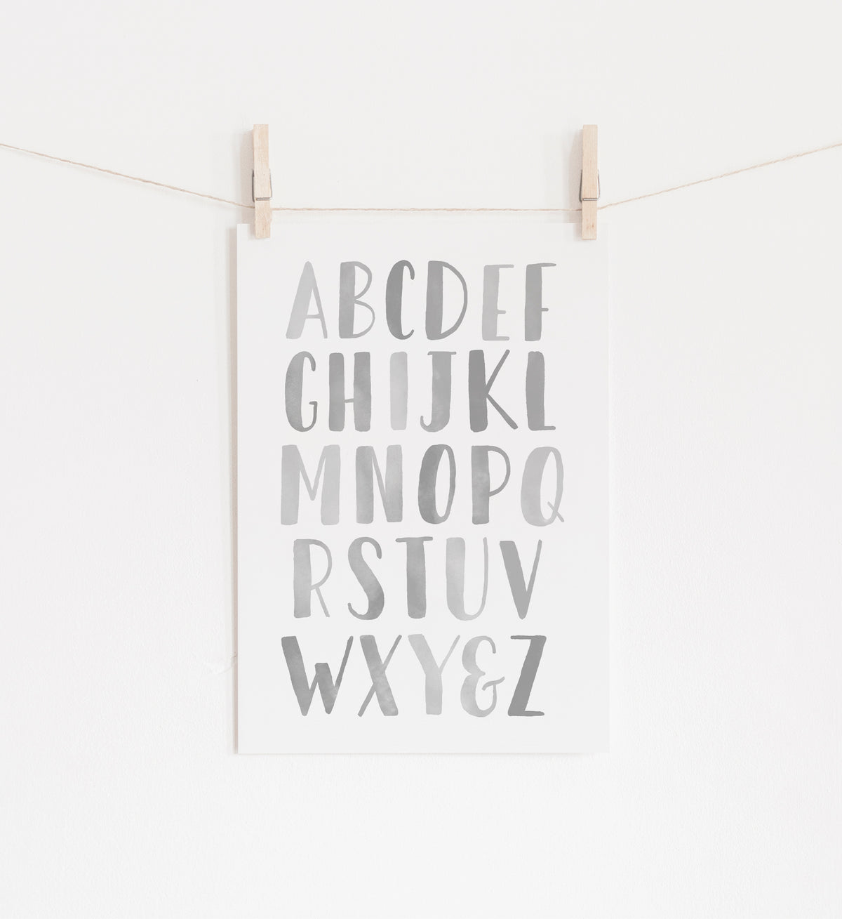 Alphabet and Numbers Set of 2 Prints - Gray