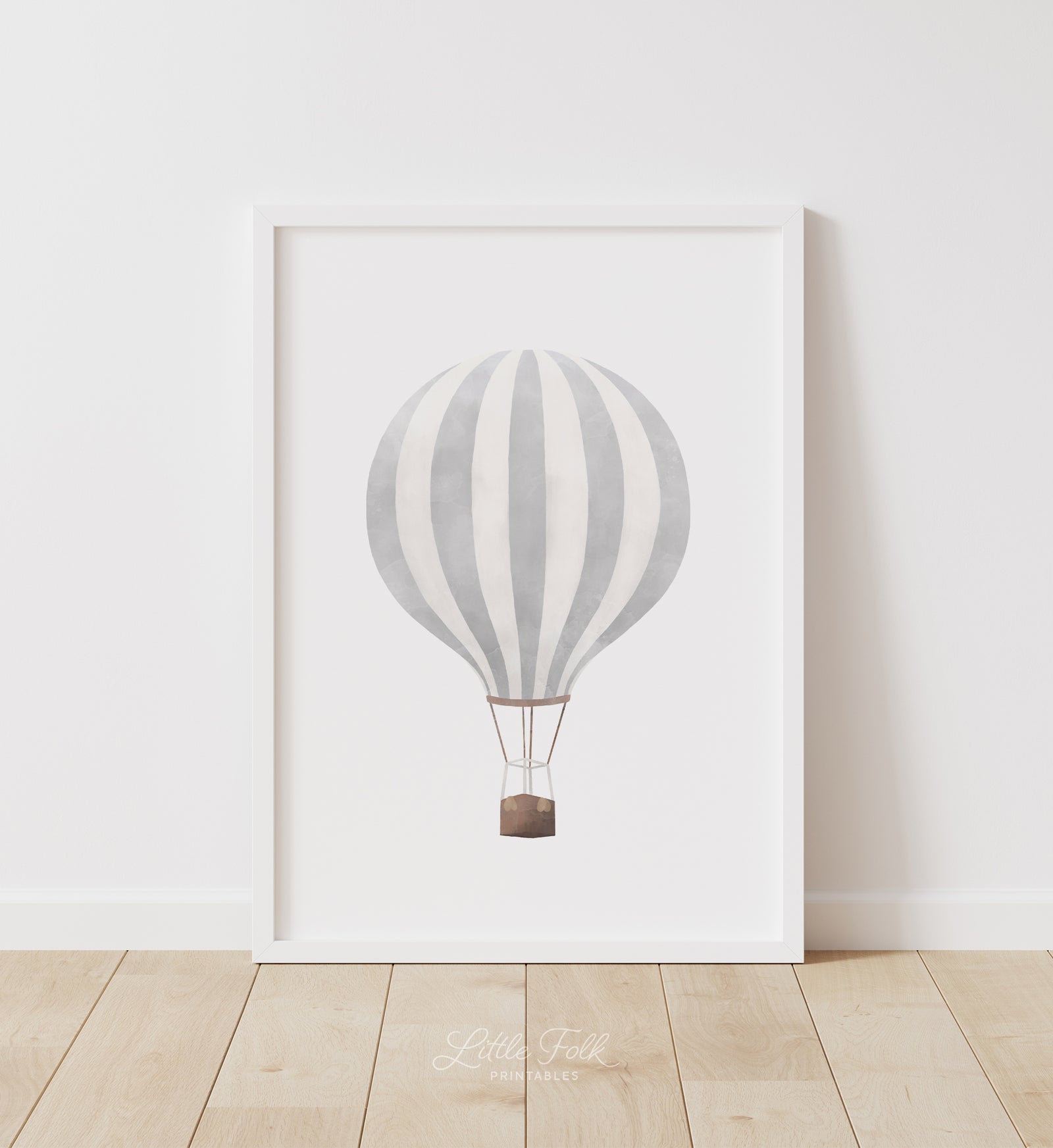 Hot Air Balloon Print - Gray