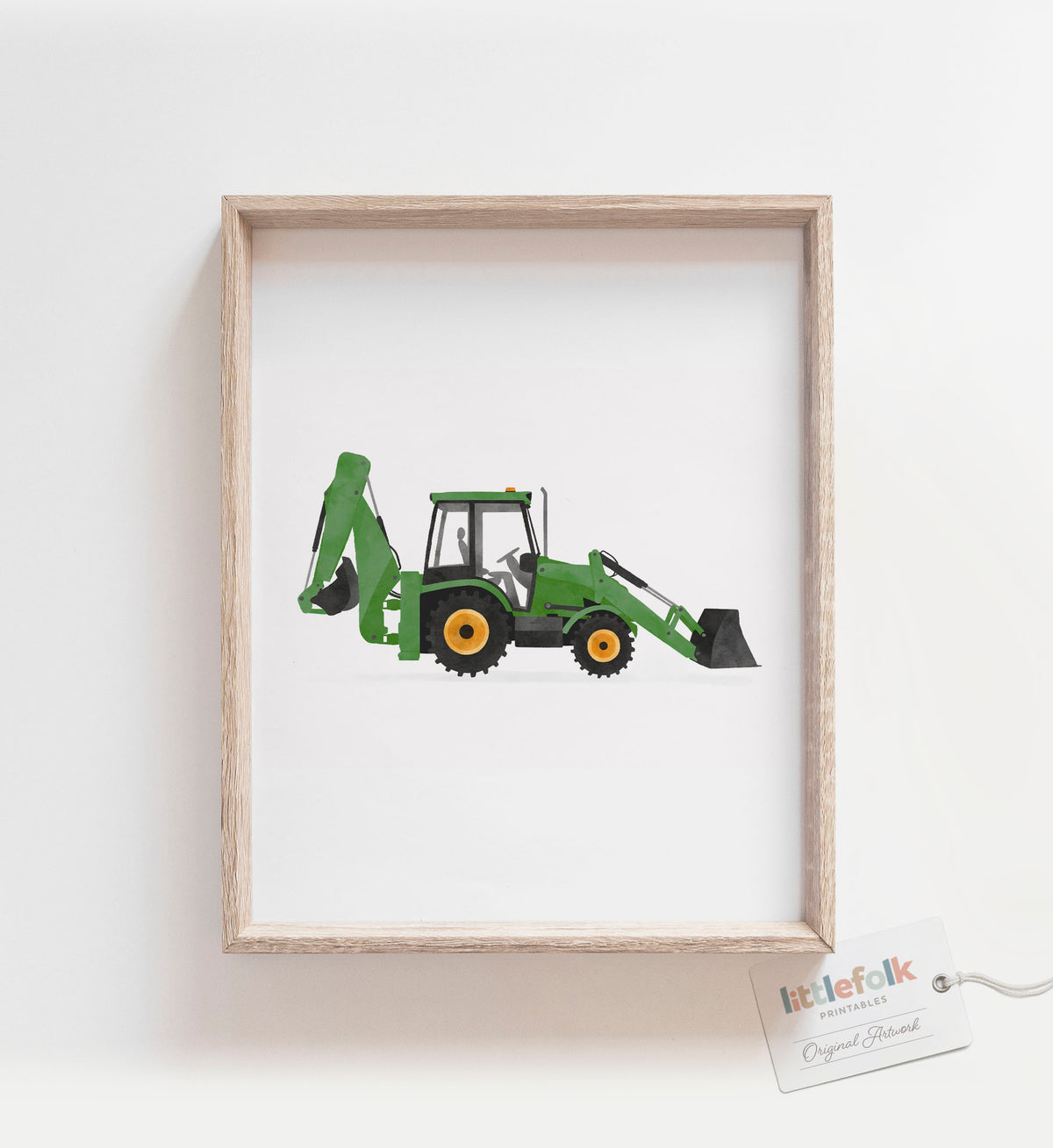 Backhoe Loader Print - Green