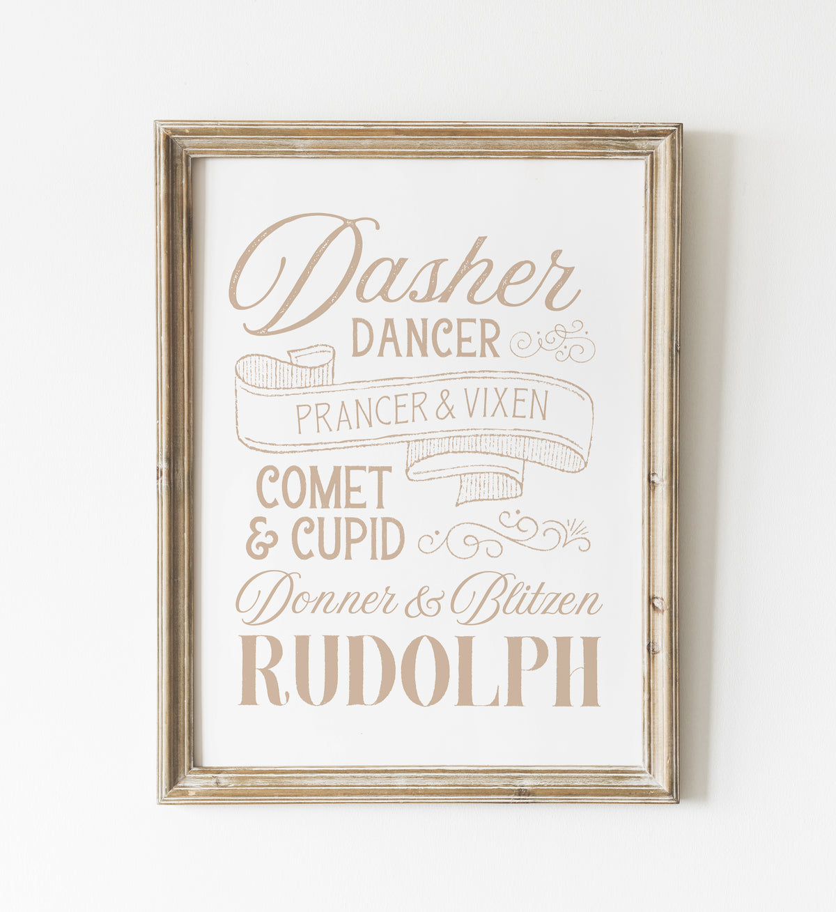 Gold Reindeer Names Print