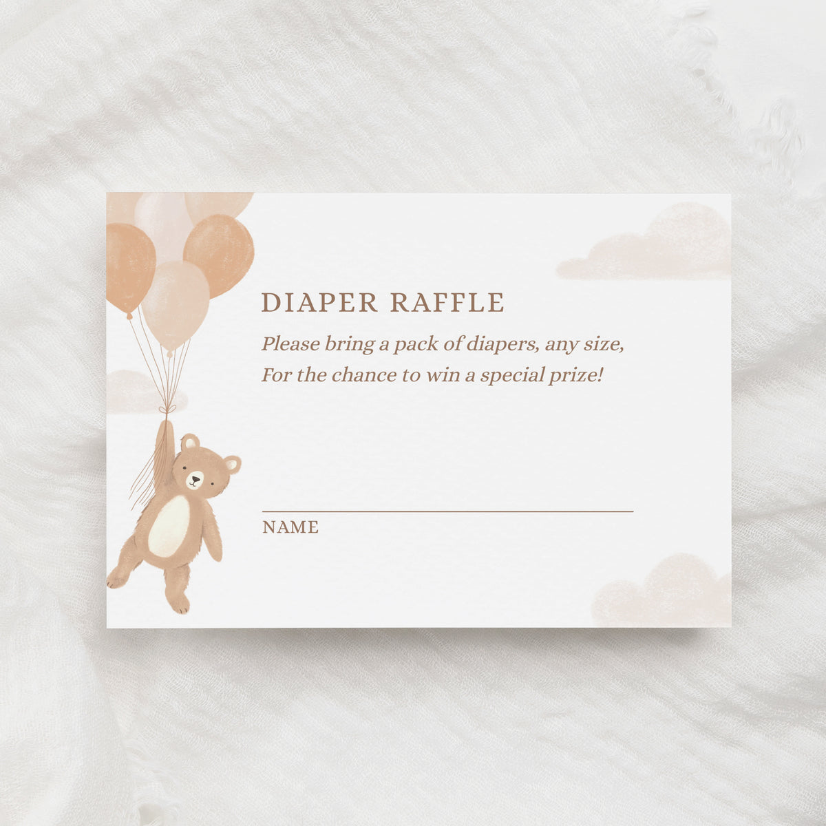 Editable We Can Bearly Wait Diaper Raffle Ticket