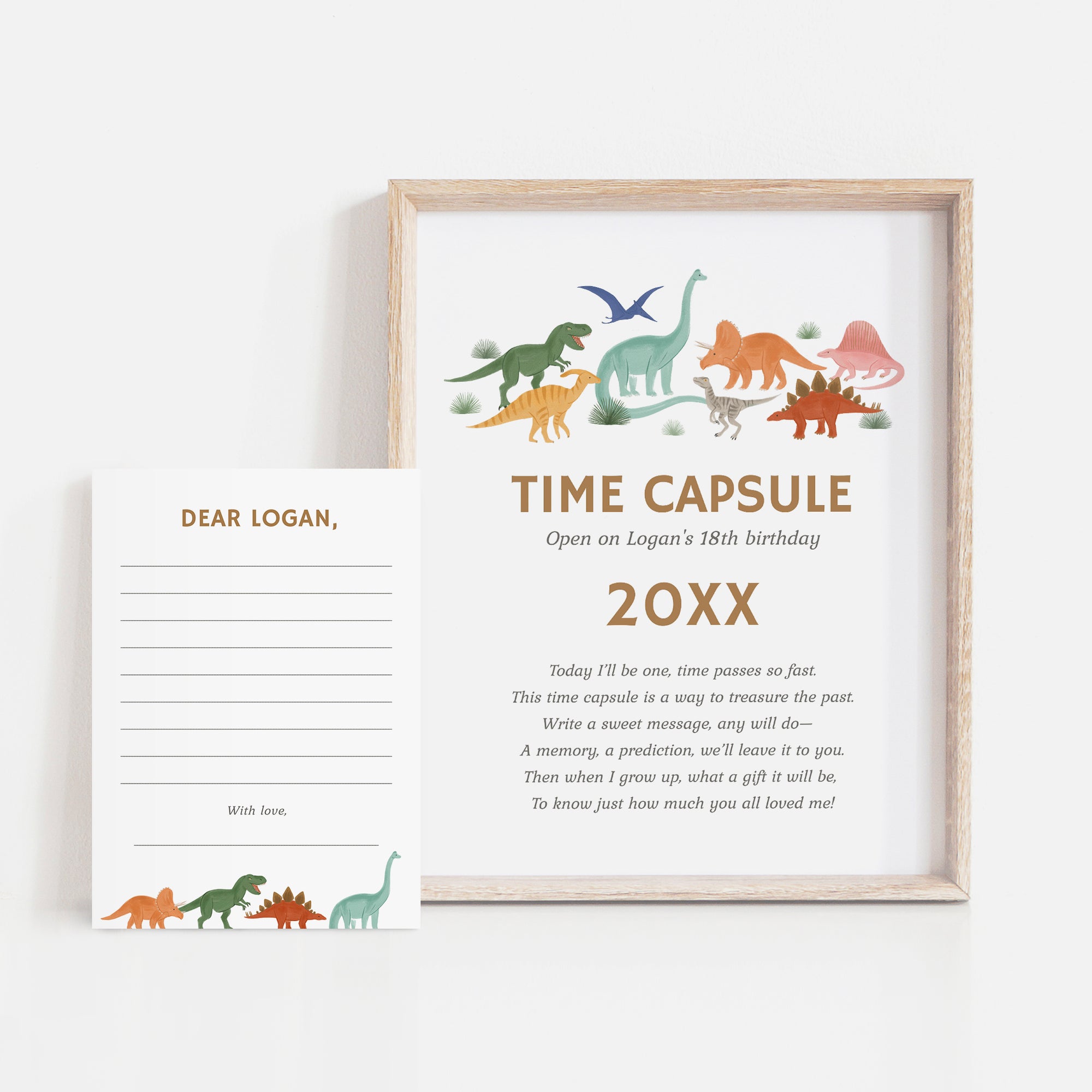 Editable Dinosaur Birthday Party Time Capsule Template