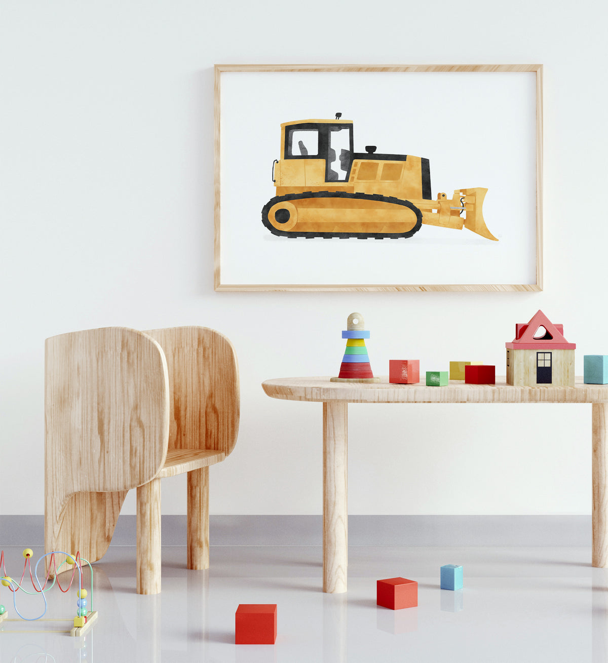 Bulldozer Horizontal Print - Yellow