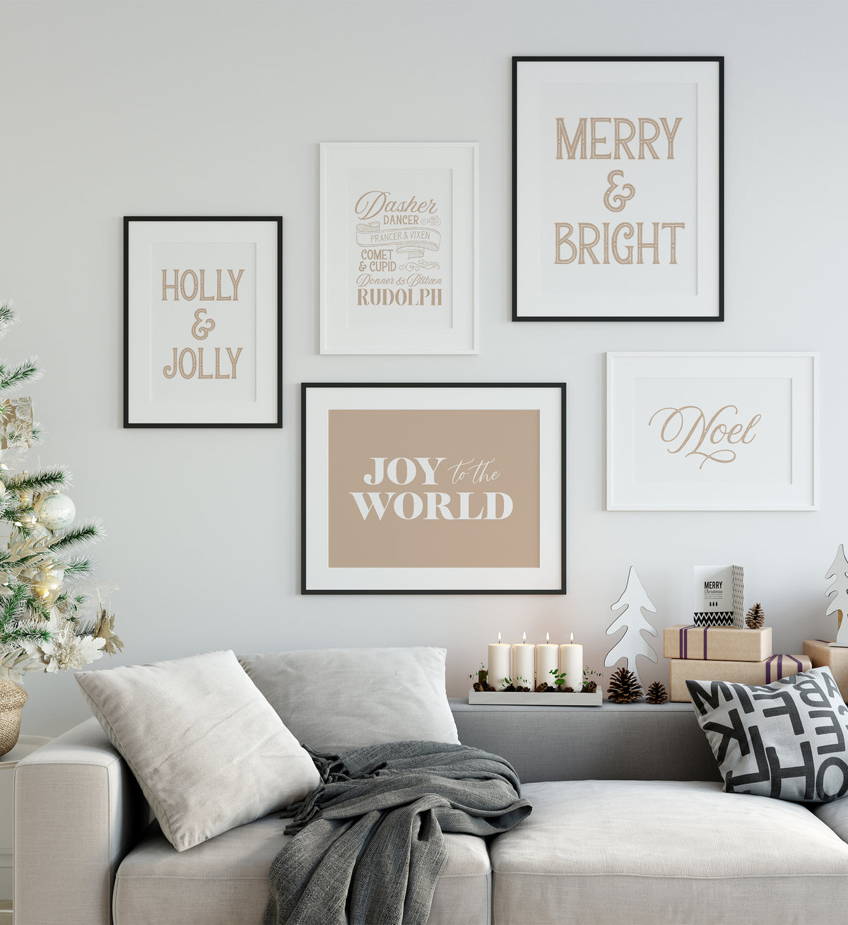 Gold Holly &amp; Jolly Print