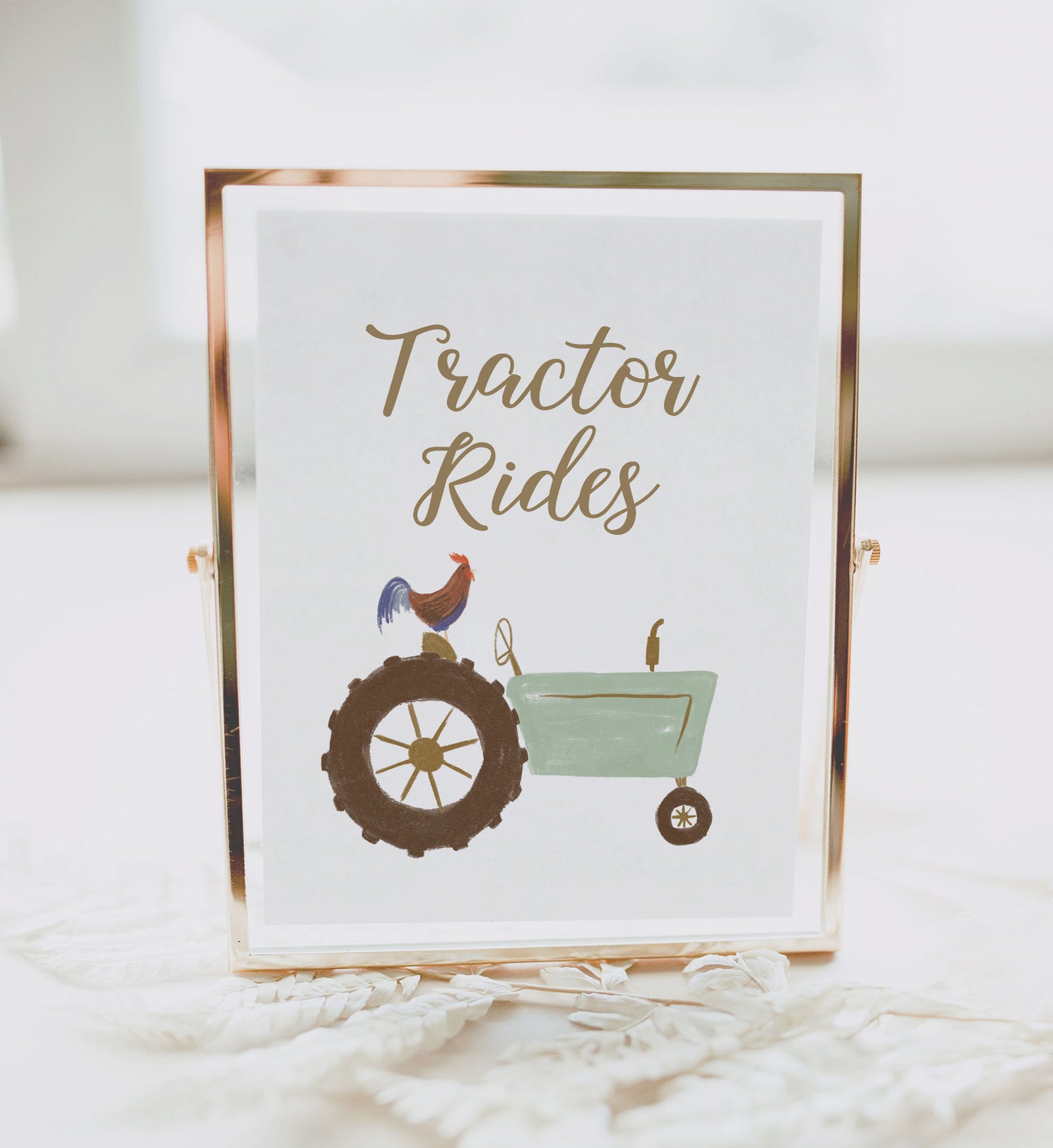 Farm Birthday Party Tractor Rides Sign