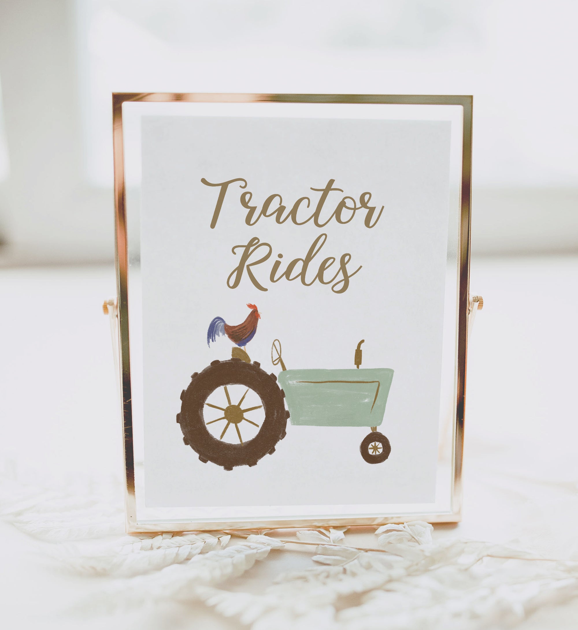 Farm Birthday Party Tractor Rides Sign