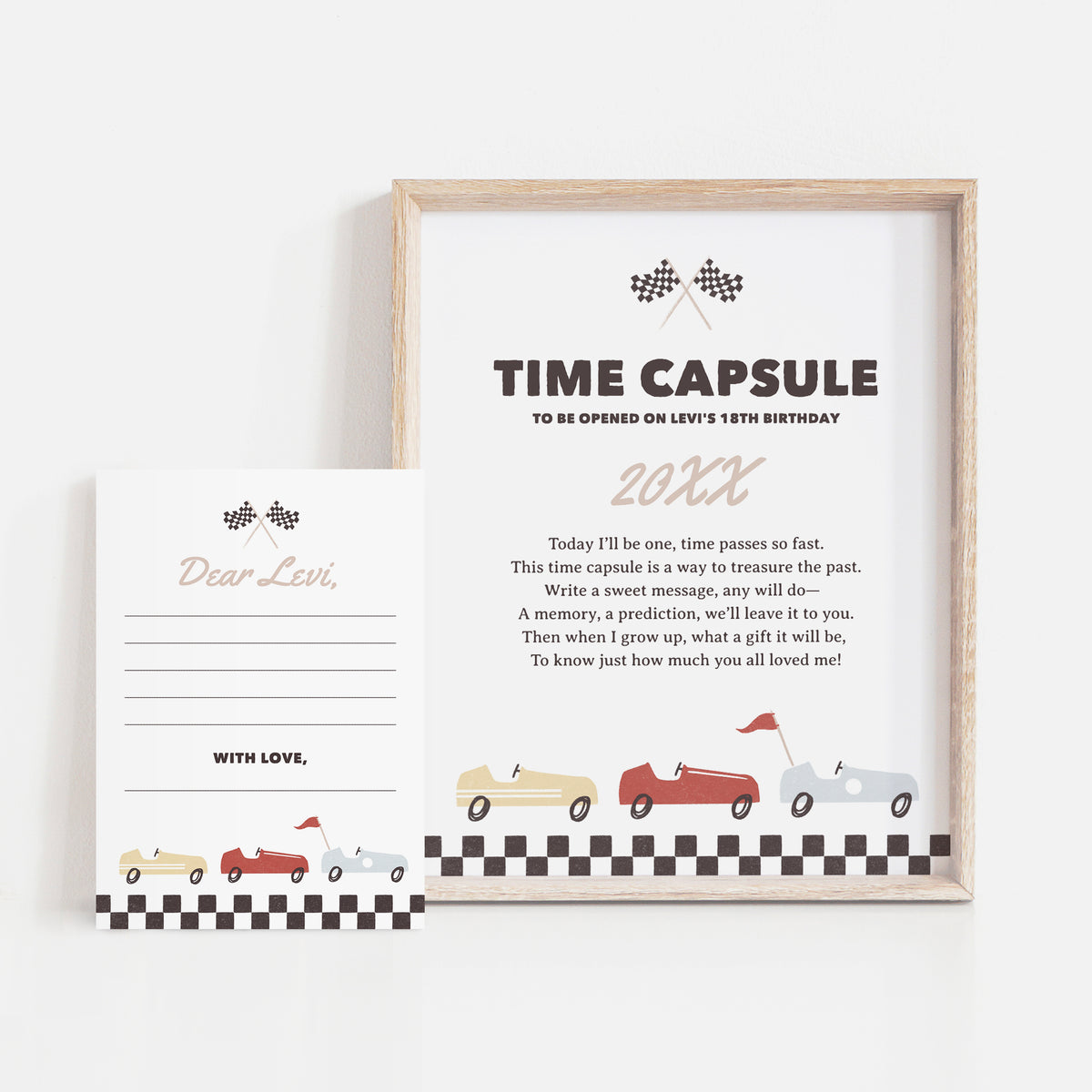 Editable Race Car Birthday Party Time Capsule Template