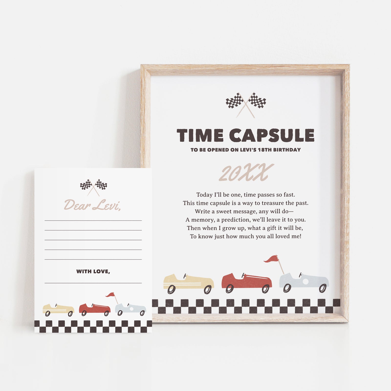 Editable Race Car Birthday Party Time Capsule Template