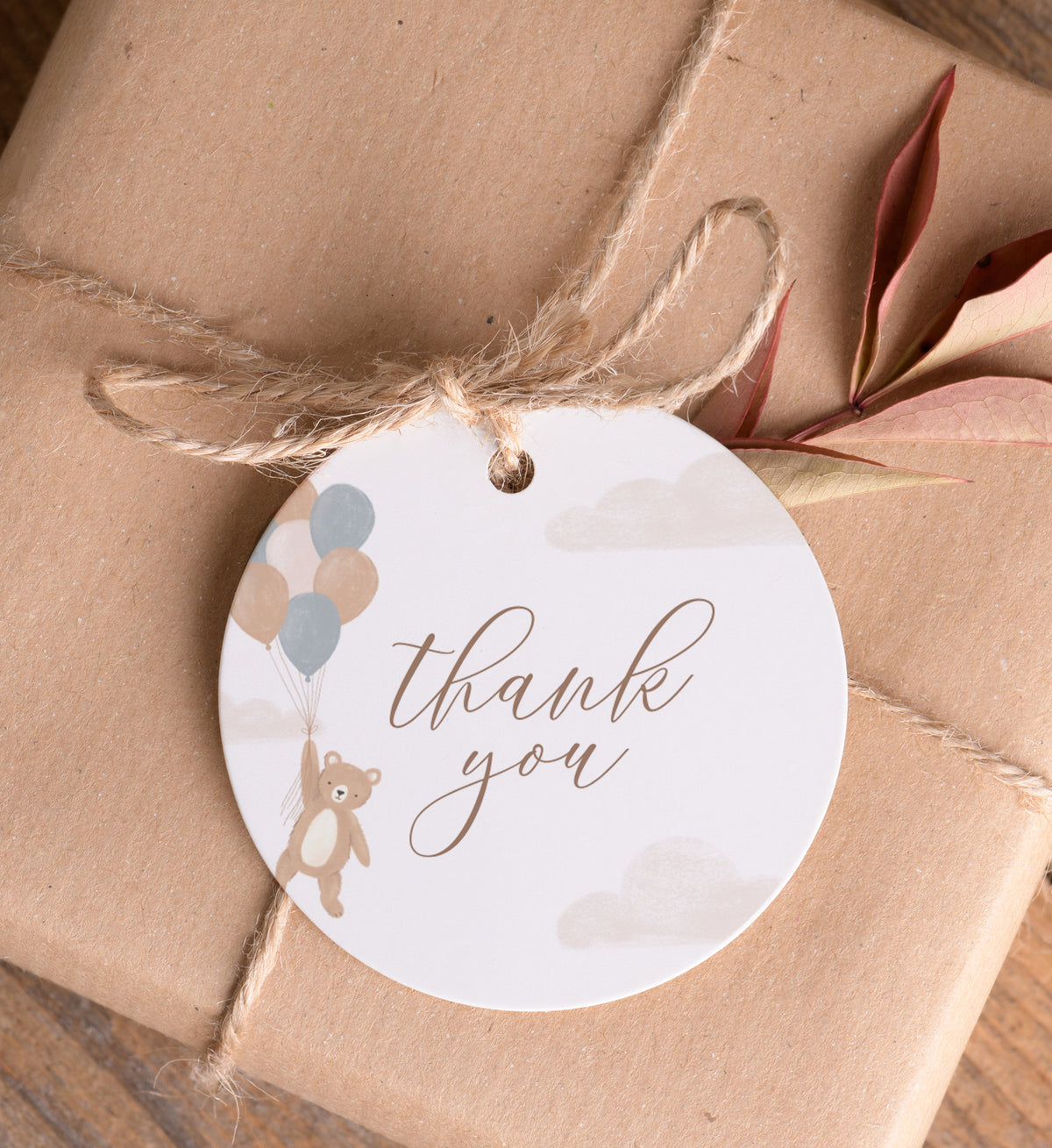 Editable Teddy Bear Baby Shower Favor Tag Template