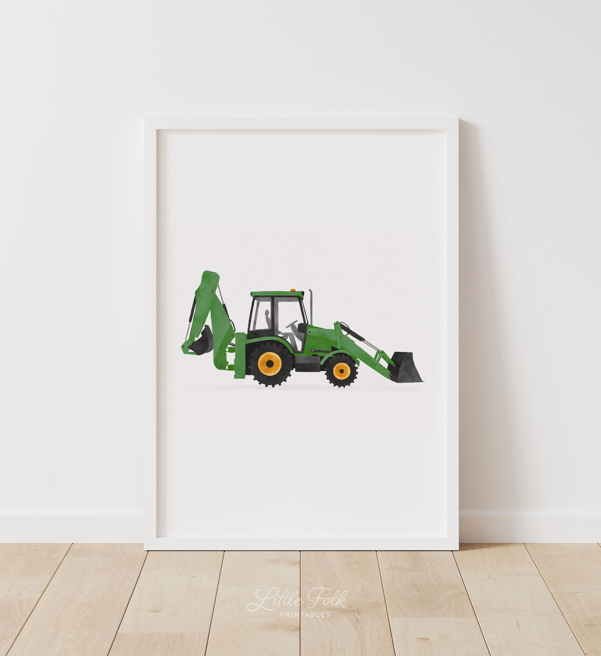 Backhoe Loader Print - Green