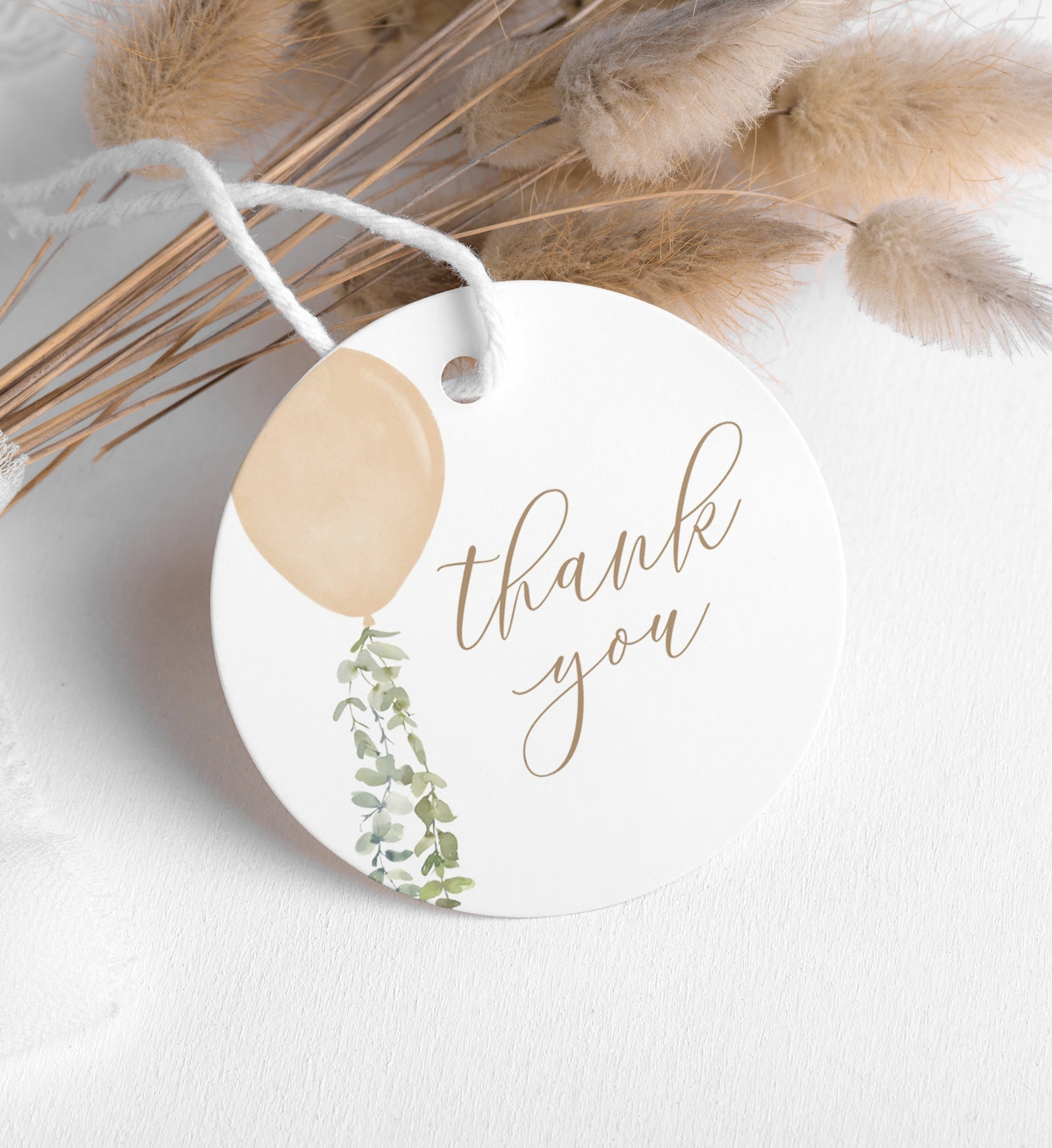 Editable Gold Balloon Baby Shower Favor Tag Template