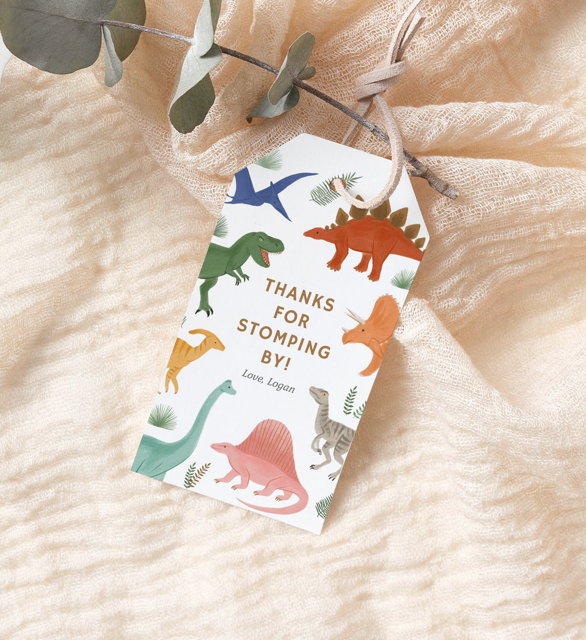 Editable Dinosaur Birthday Party Favor Tag Template