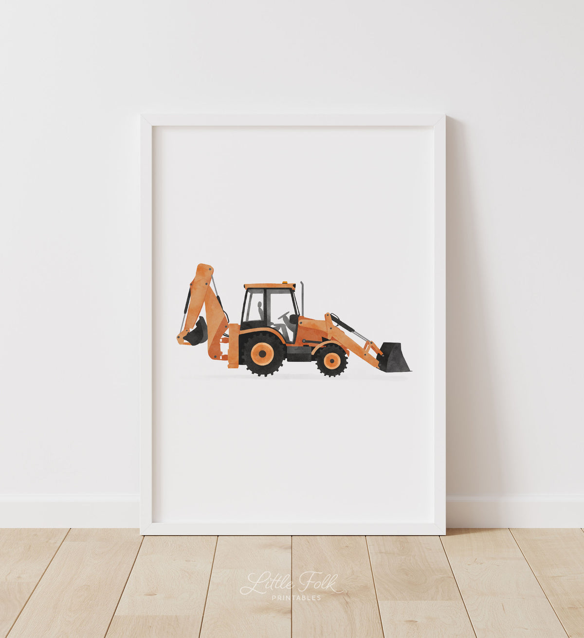 Backhoe Loader Print - Orange