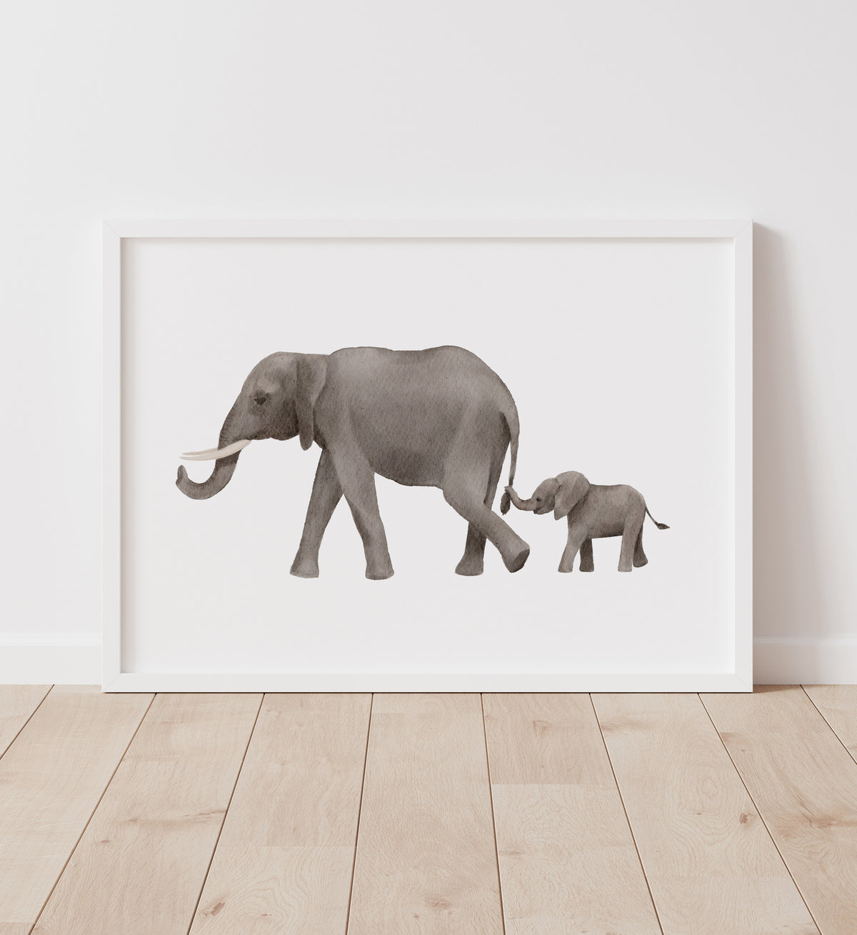 Baby and Mama Elephant Print