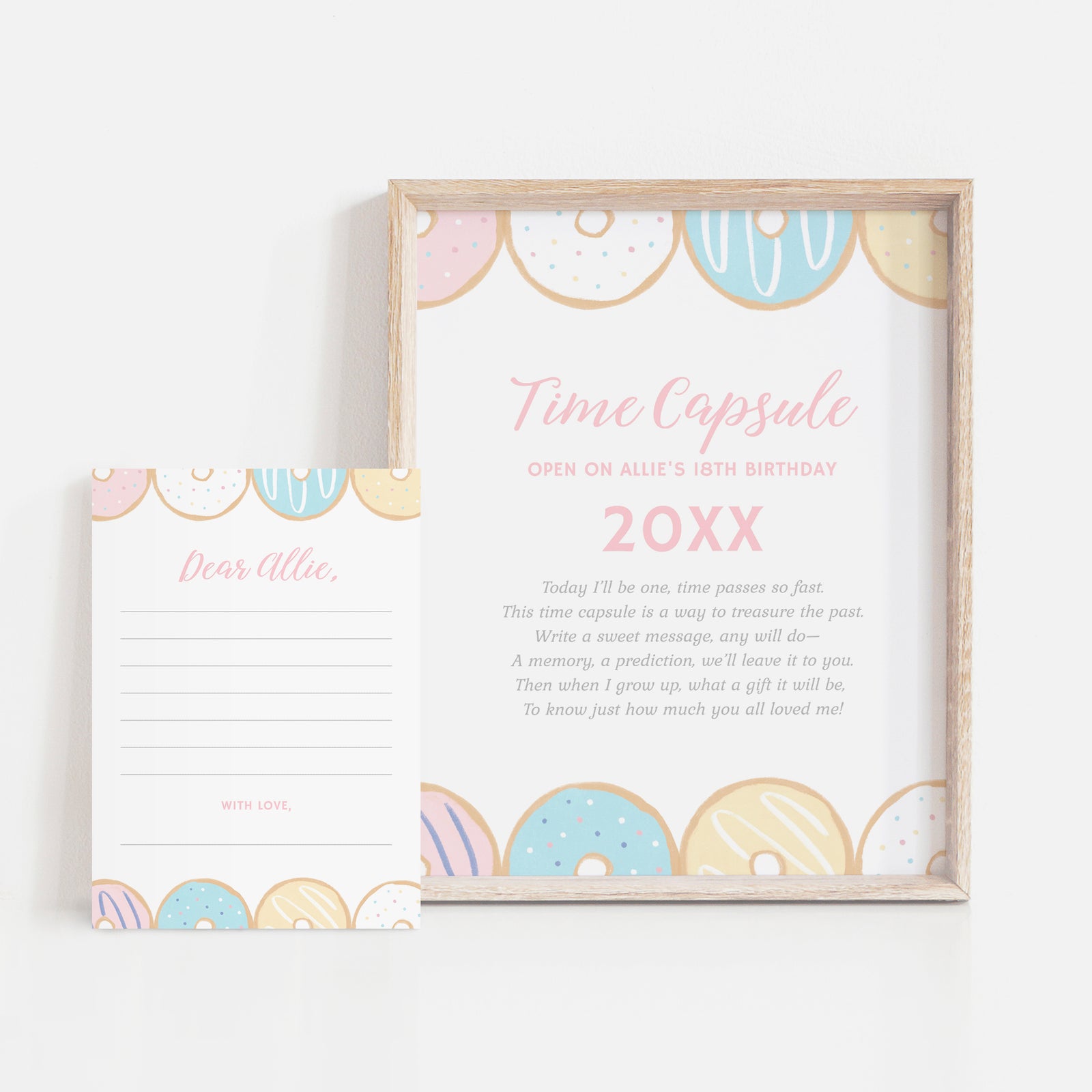 Editable Donut Birthday Party Time Capsule Template