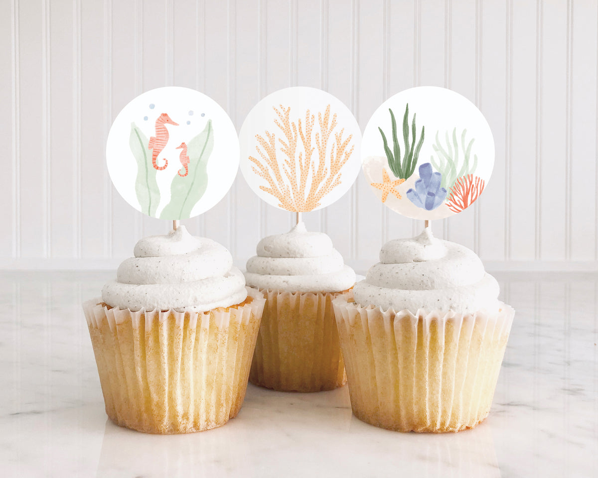 Under the Sea Birthday Party Cupcake Toppers