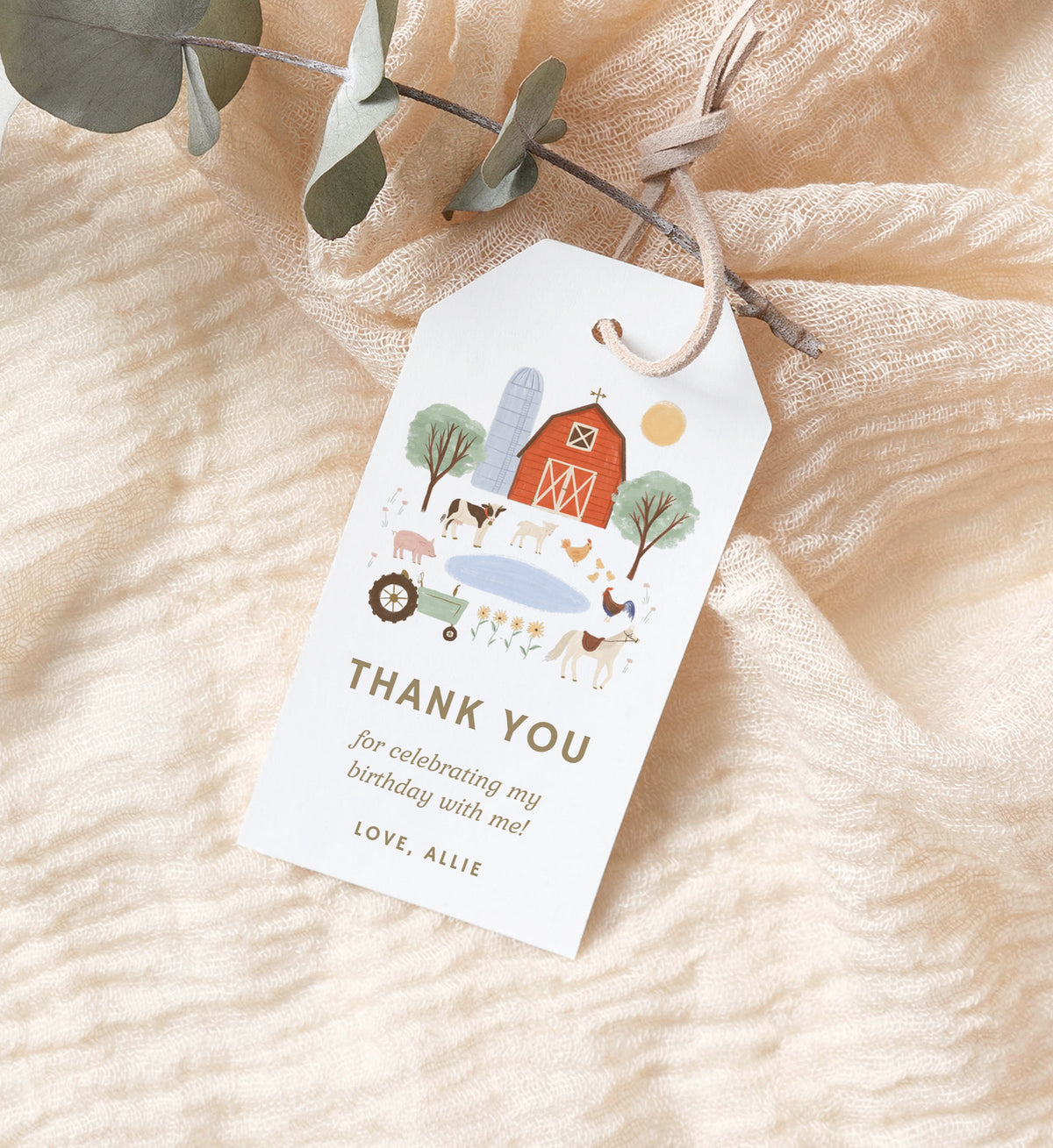 Editable Farm Birthday Party Favor Tag Template