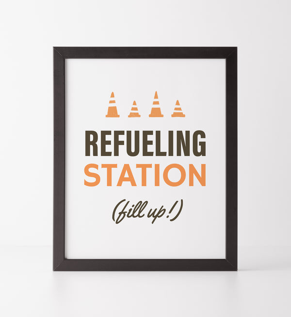 Construction Birthday Party Refueling Station Sign - Little Folk Printables