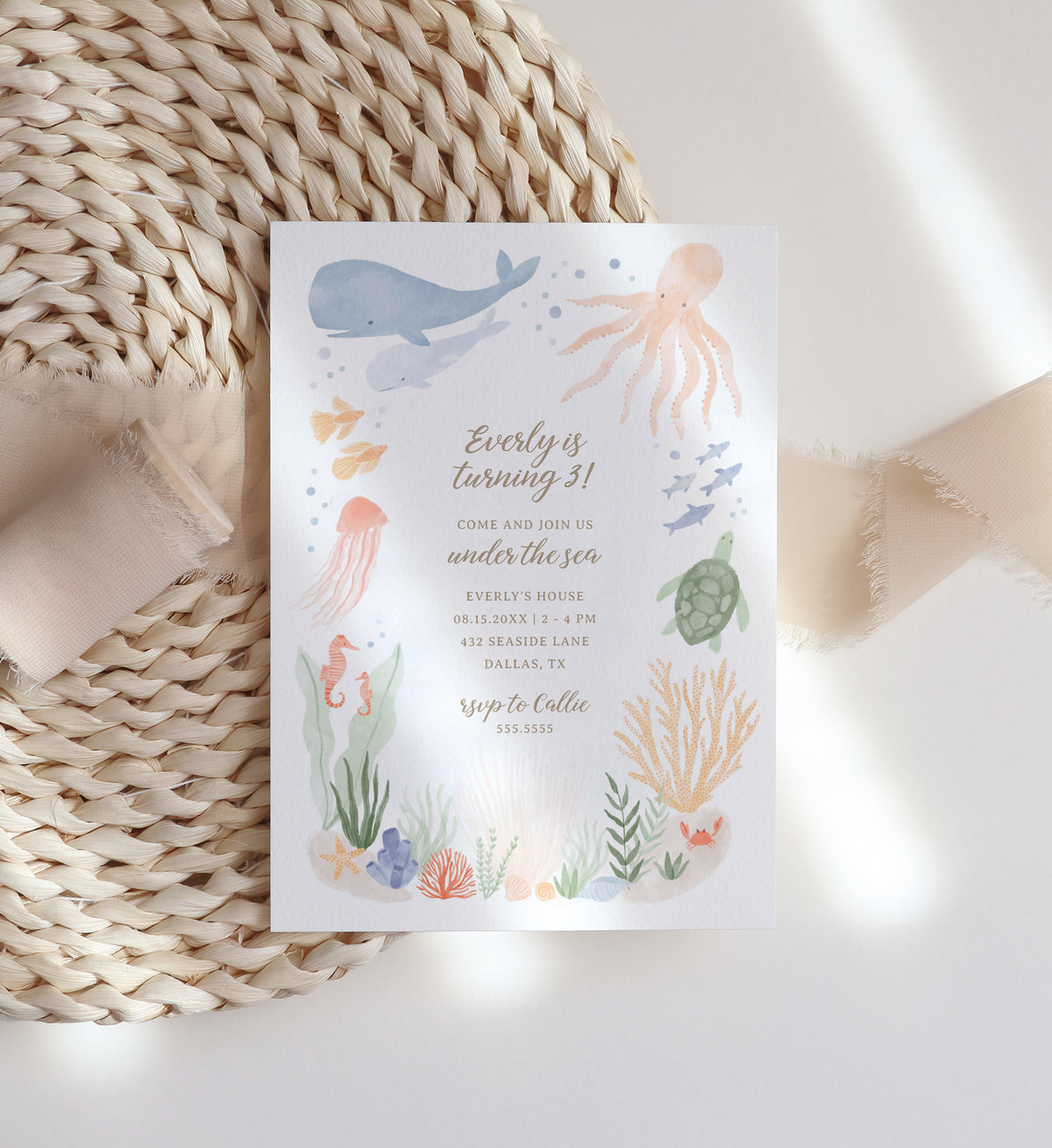 Editable Under the Sea Birthday Party Invitation Template No. 2