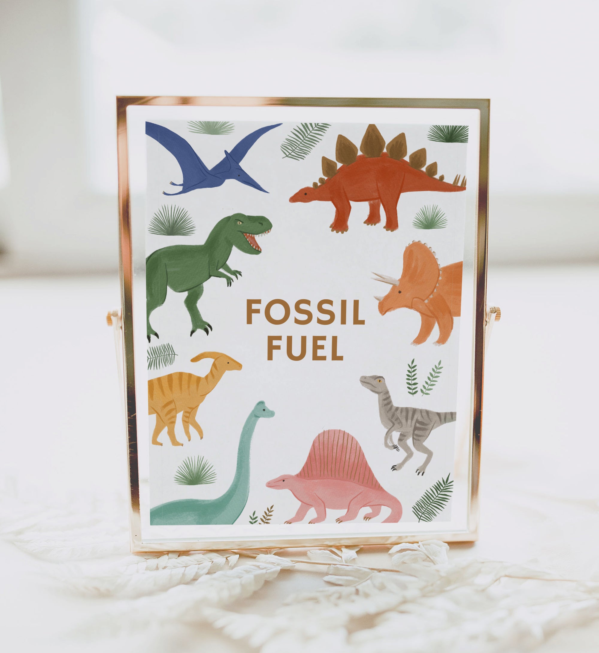 Dinosaur Birthday Party Fossil Fuel Sign
