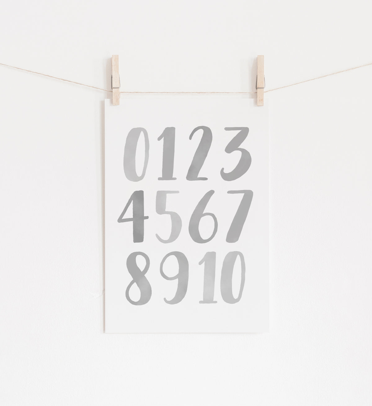 Alphabet and Numbers Set of 2 Prints - Gray