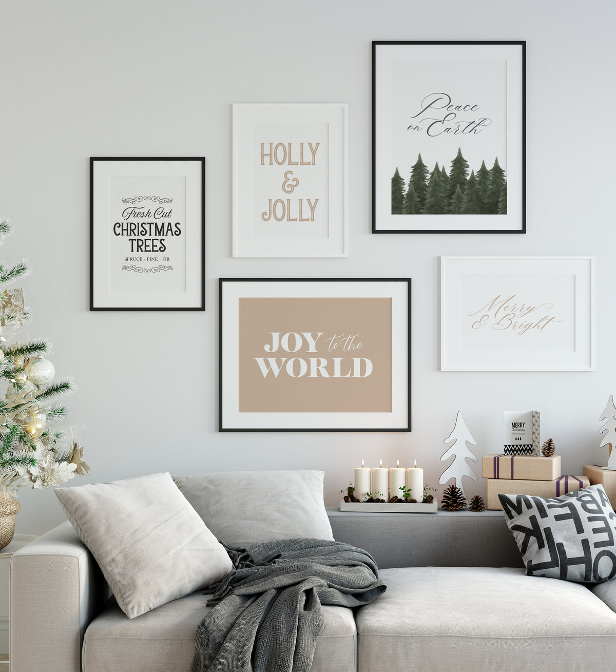 Merry &amp; Bright Script Print