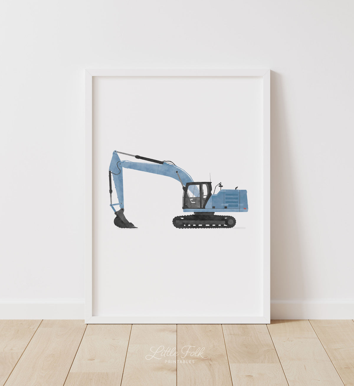 Excavator Print - Blue
