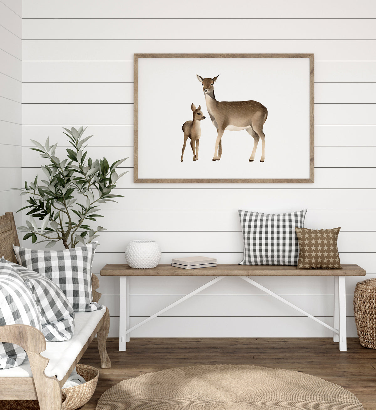 Baby and Mama Deer Print