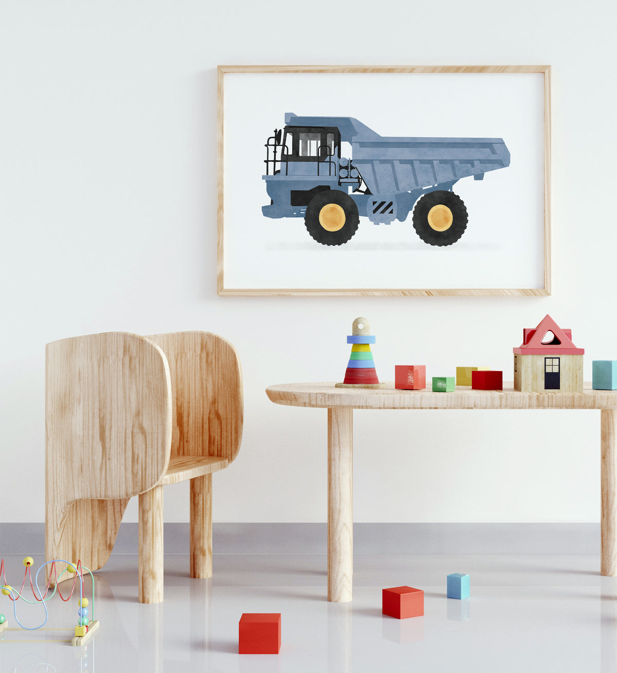 Dump Truck Horizontal Print - Blue