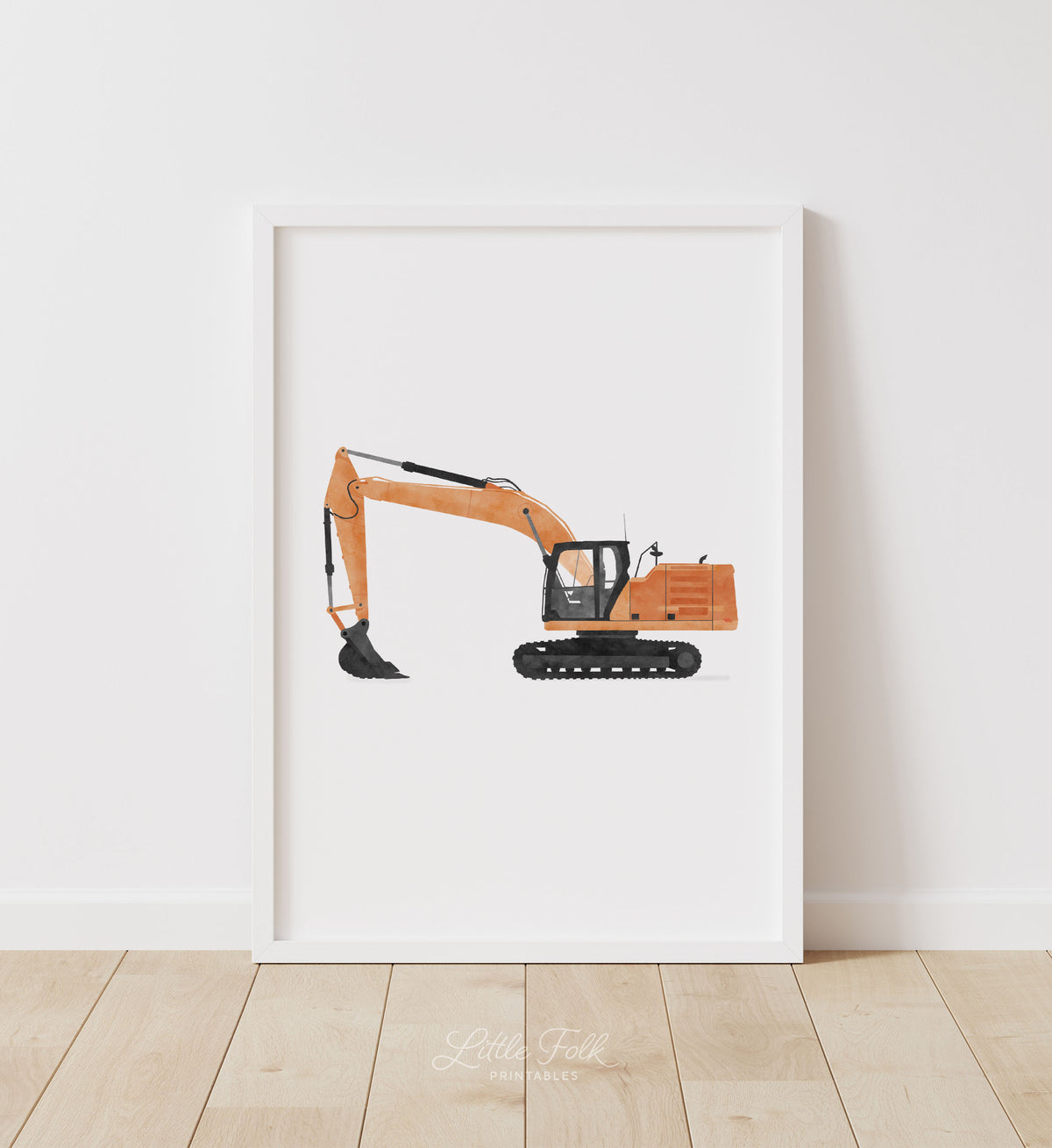 Excavator Print - Orange