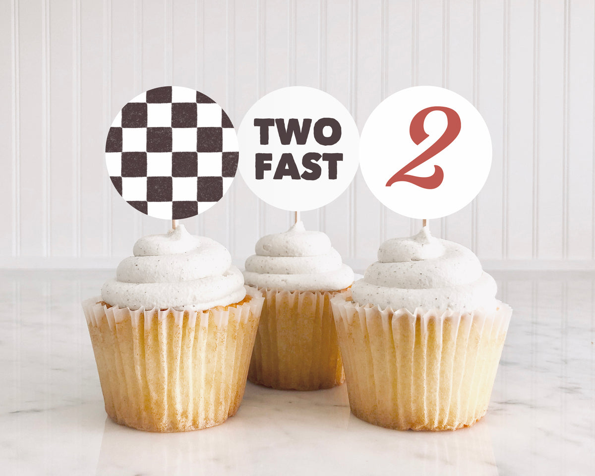 Race Car Birthday Party Cupcake Toppers