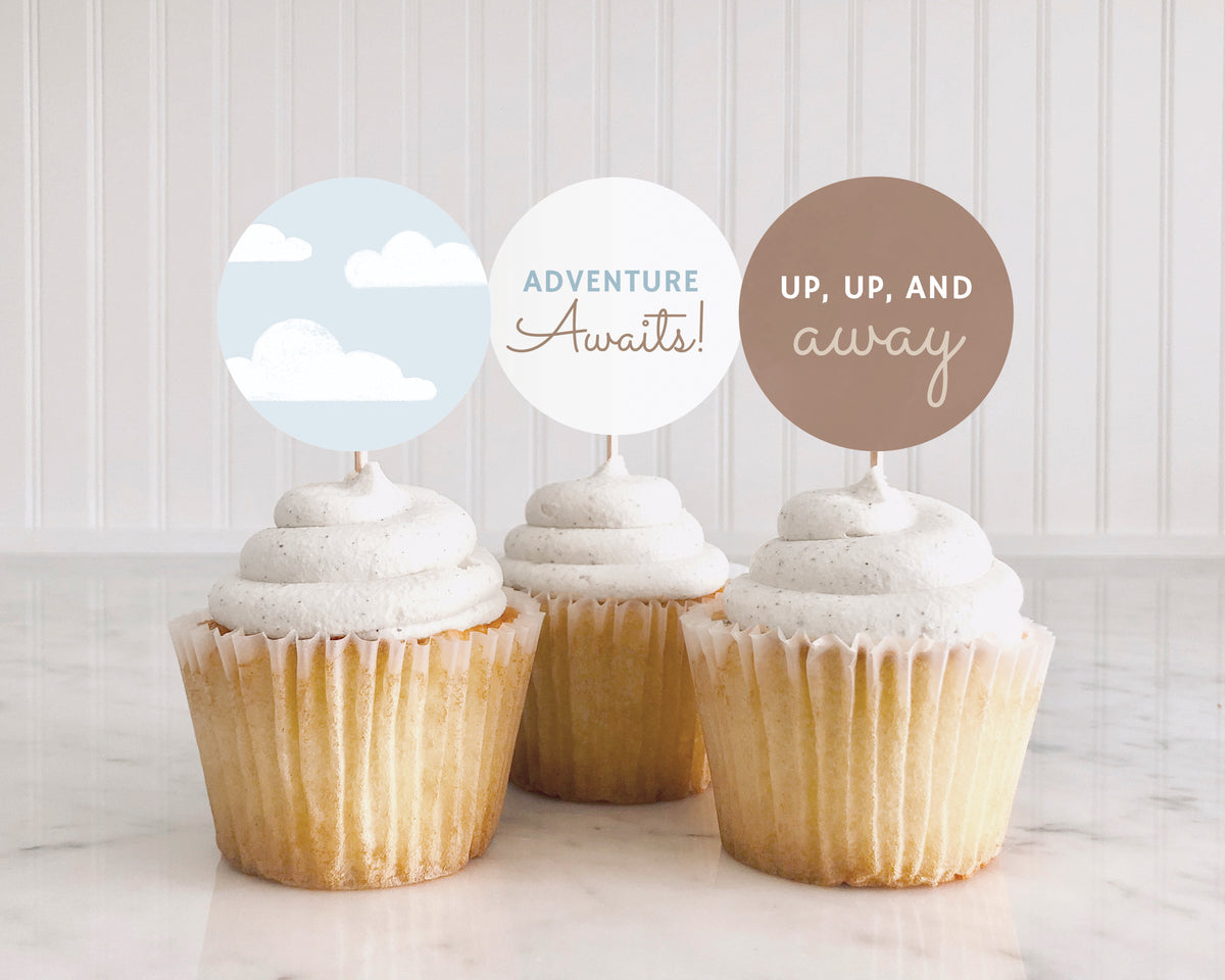 Airplane Birthday Party Cupcake Toppers