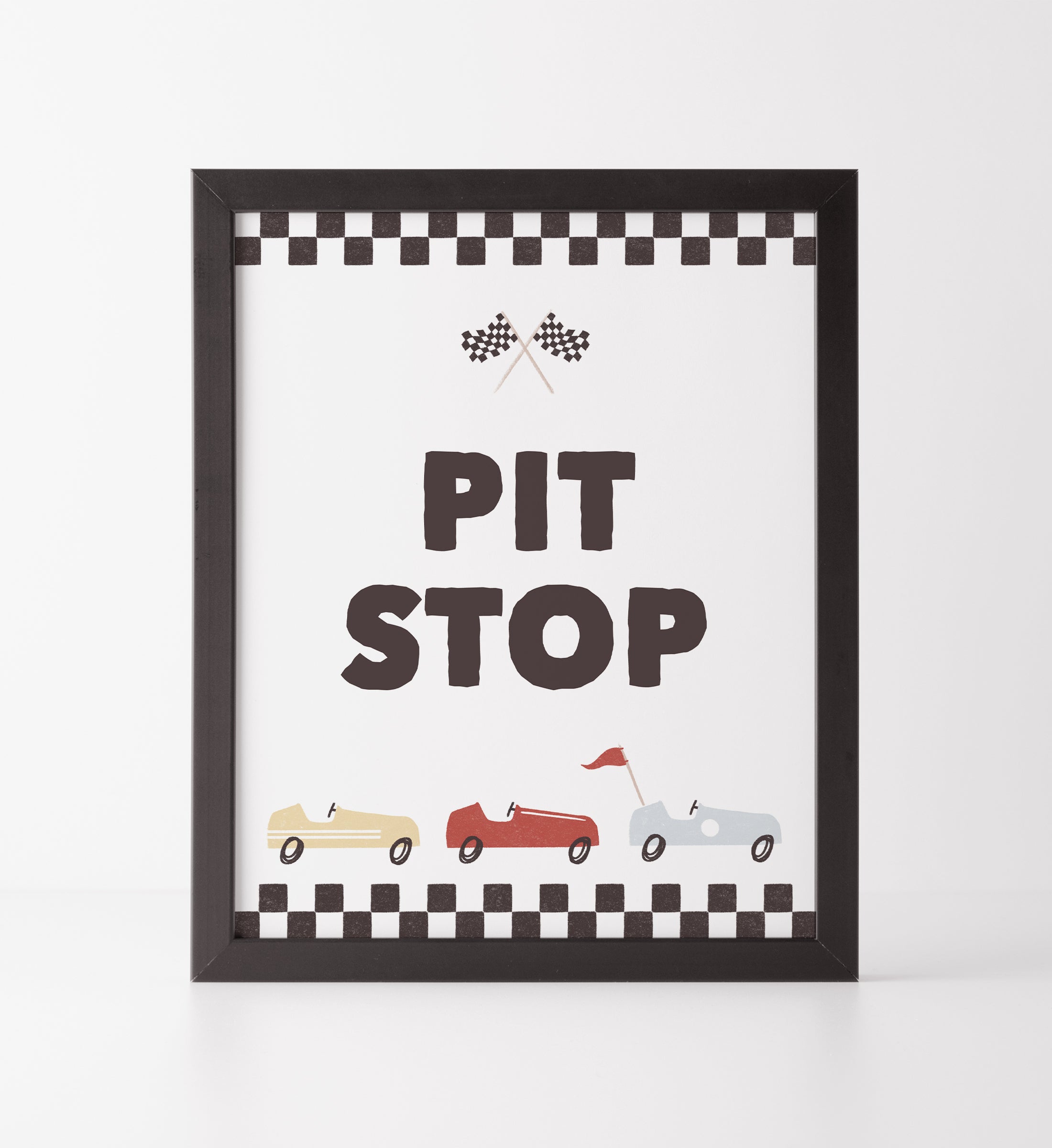 Car Racing Stop Sign Race Car Birthday Party Pit Stop Sign - Little Folk Printables