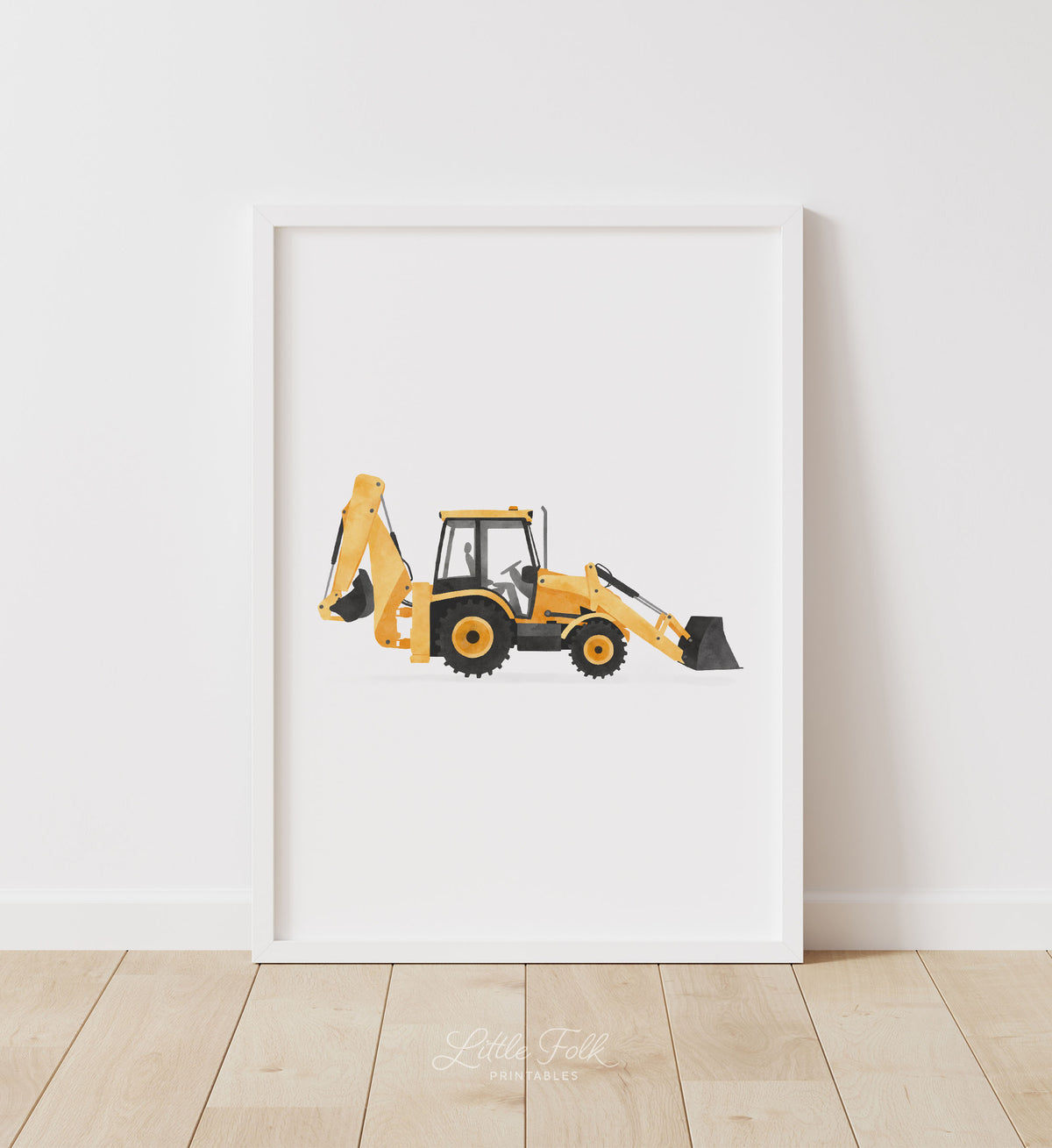 Backhoe Loader Print - Yellow