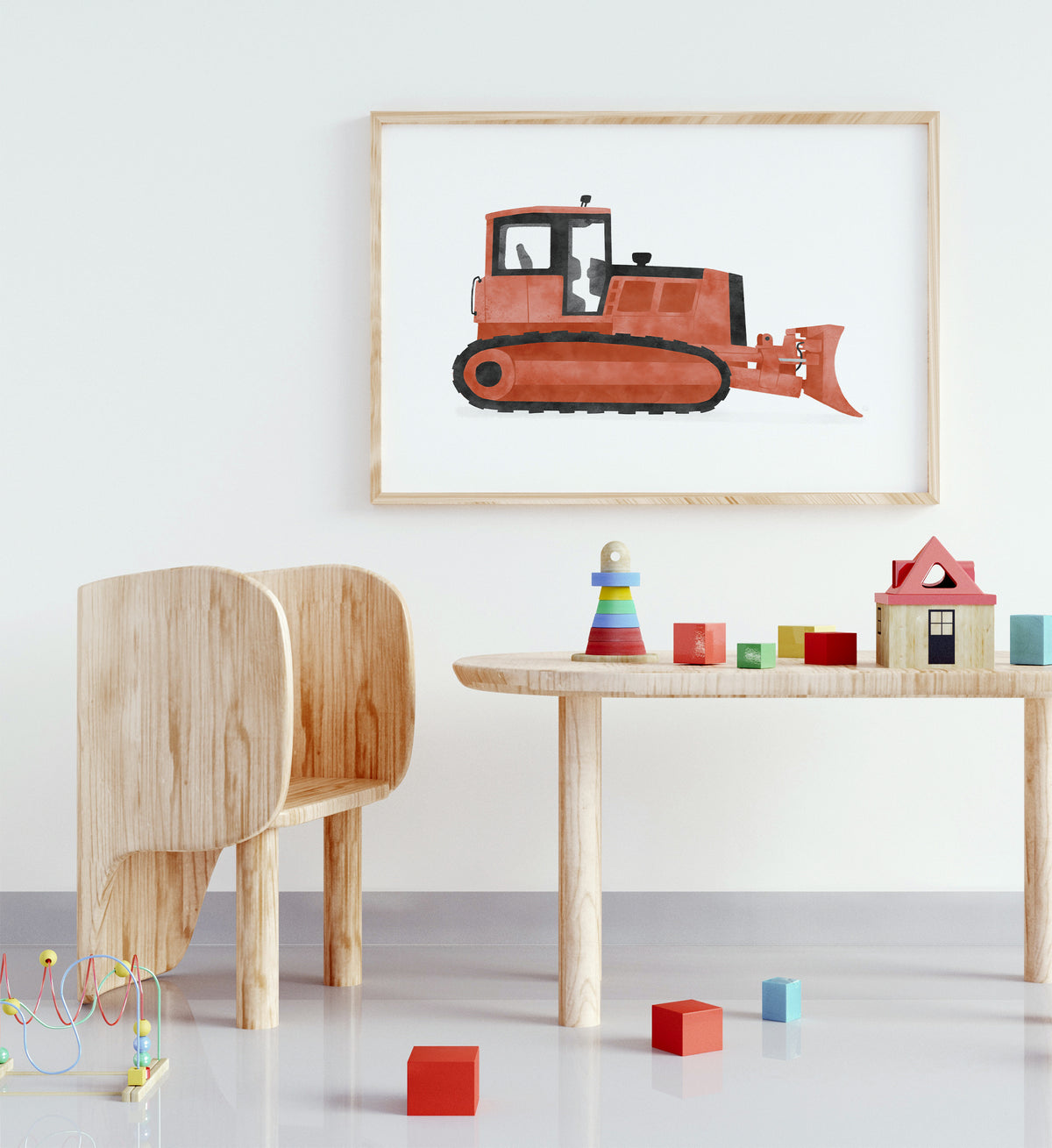 Bulldozer Horizontal Print - Red