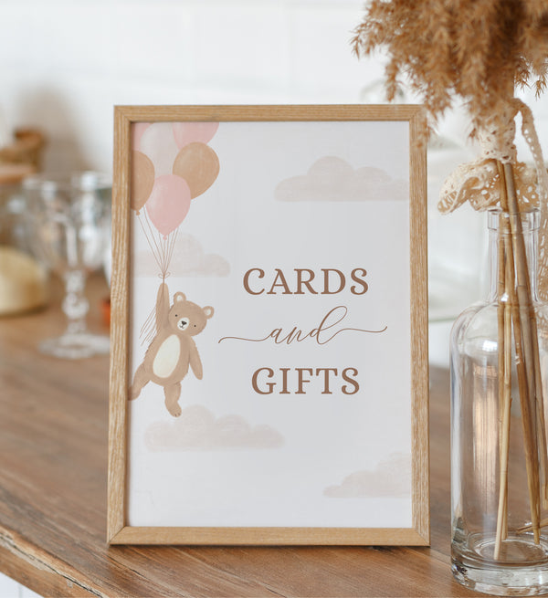 Teddy Bear Baby Shower Cards and Gifts Sign - Little Folk Printables