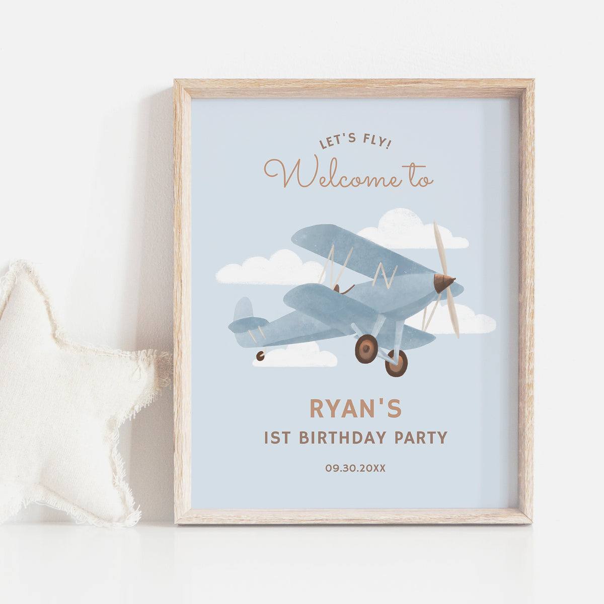 Editable Airplane Birthday Party Welcome Sign