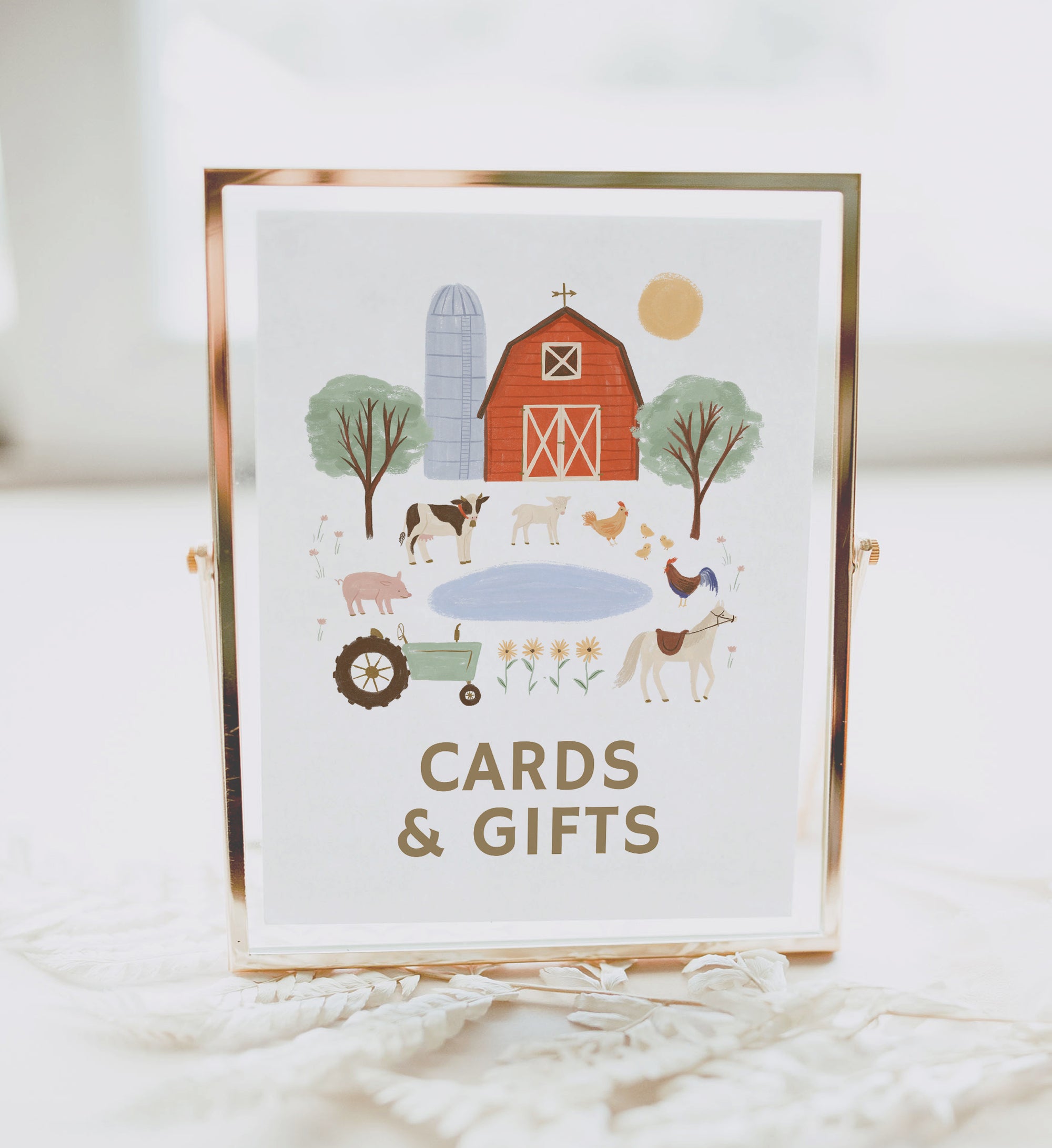 Farm Birthday Party Cards and Gifts Sign