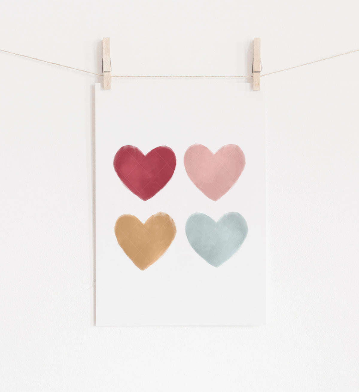 4 Hearts Print - Hot Pink