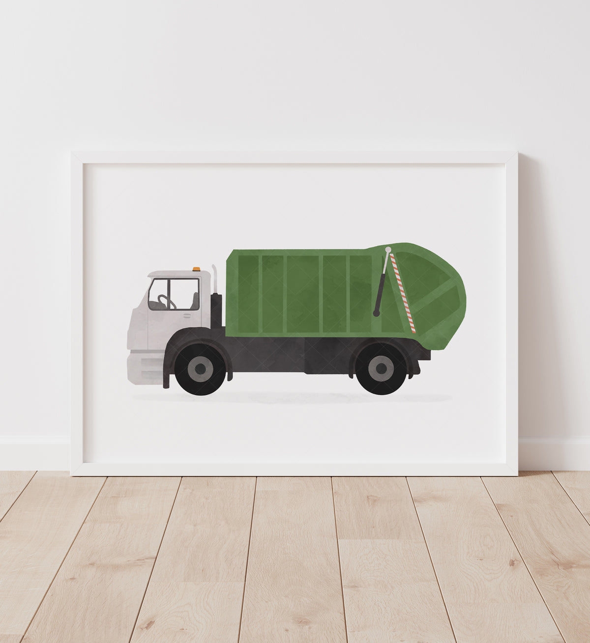 Garbage Truck Horizontal Print - Green
