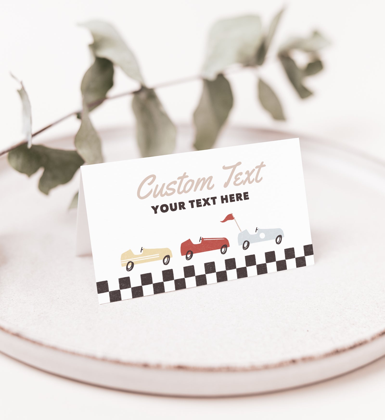 Editable Race Car Birthday Party Food Label Template