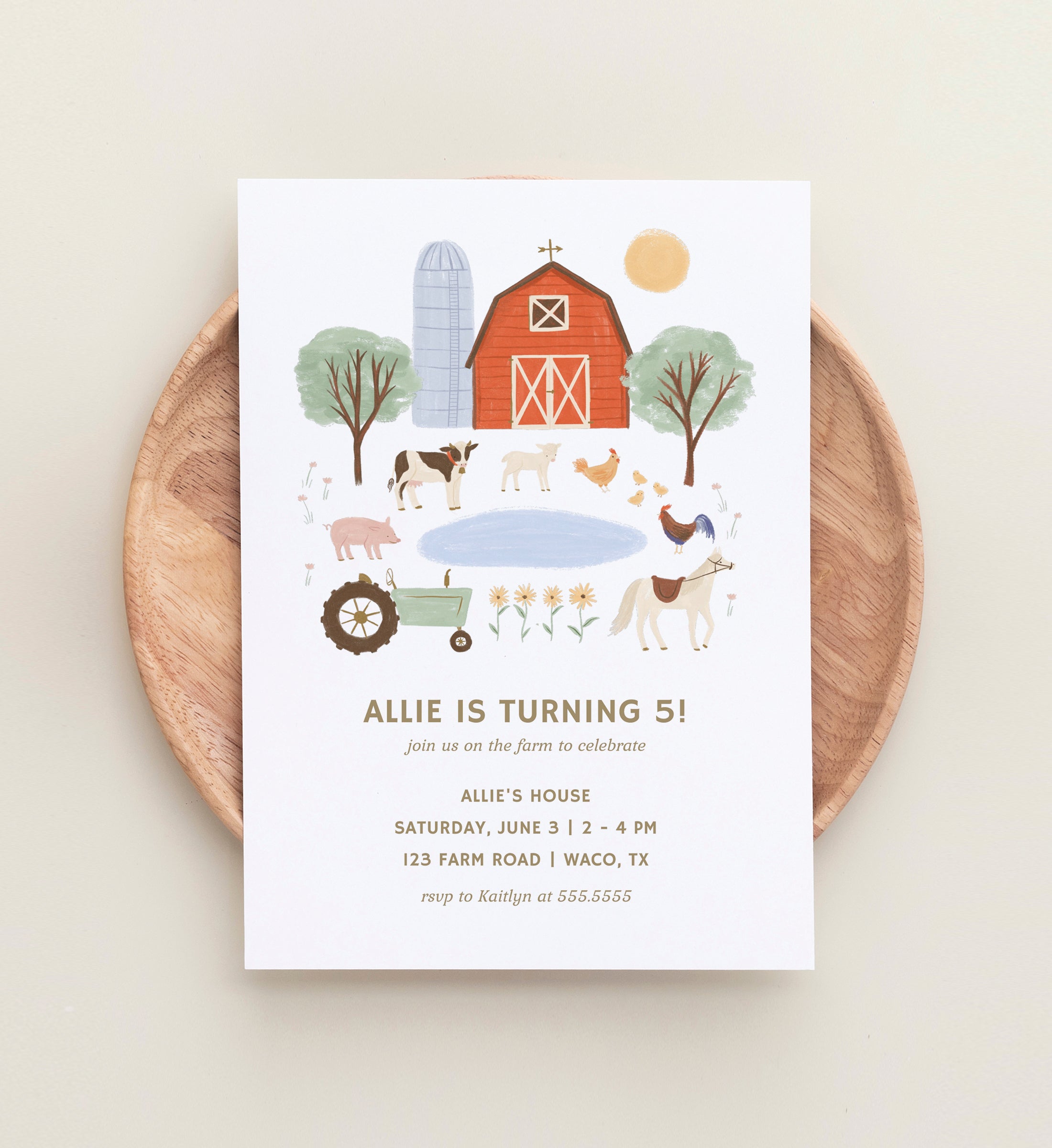 Editable Farm Birthday Party Invitation Template, image size:2200x2400