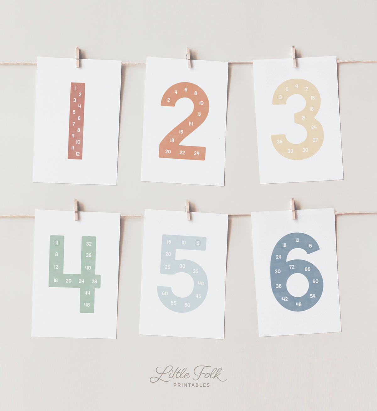 Skip Counting Posters - Muted Rainbow