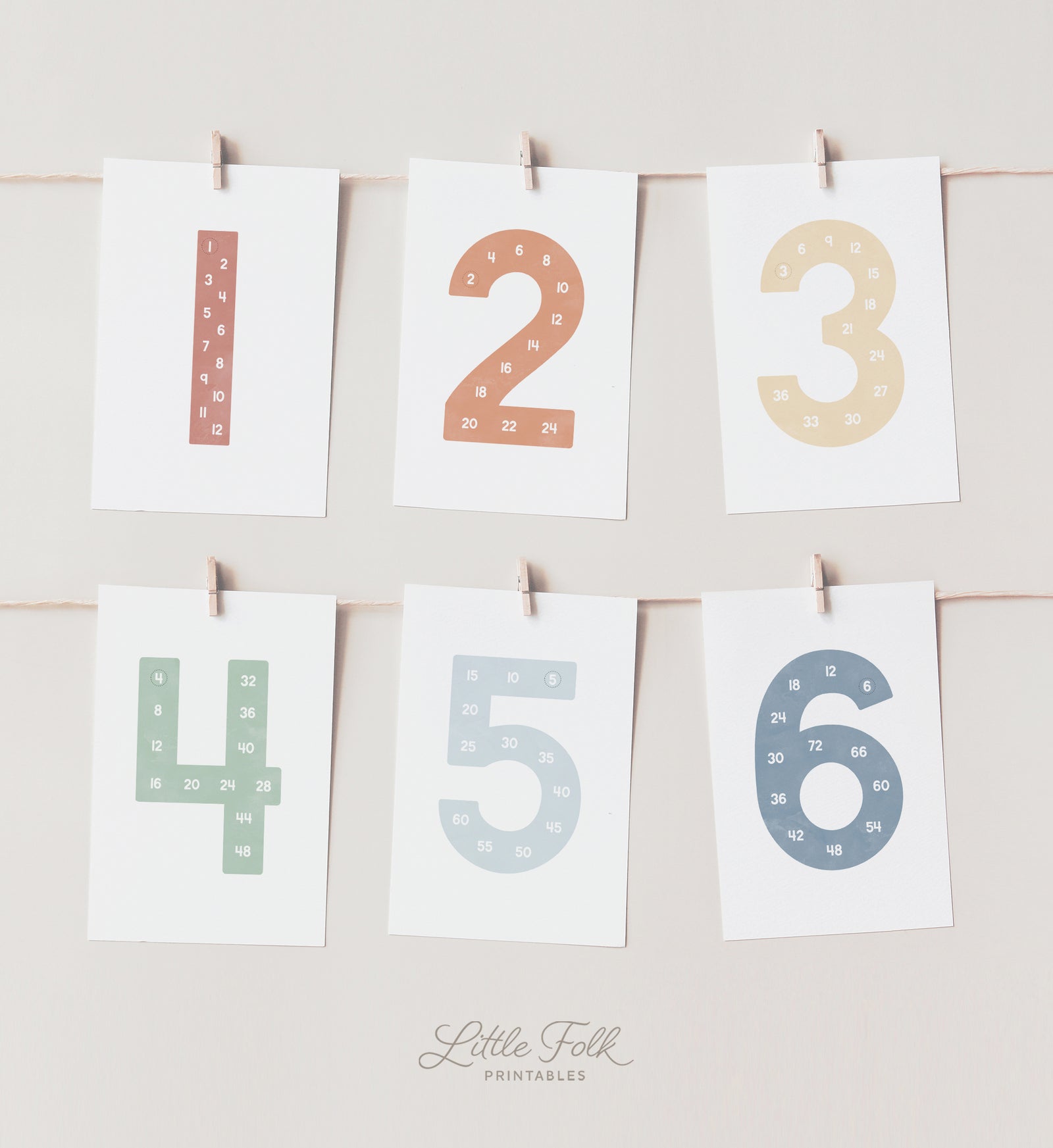 Skip Counting Posters - Muted Rainbow