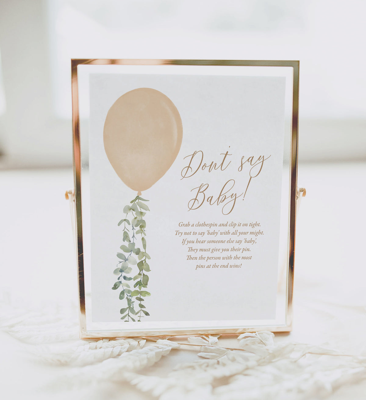 Gold Balloon Baby Shower Don&#39;t Say Baby Sign