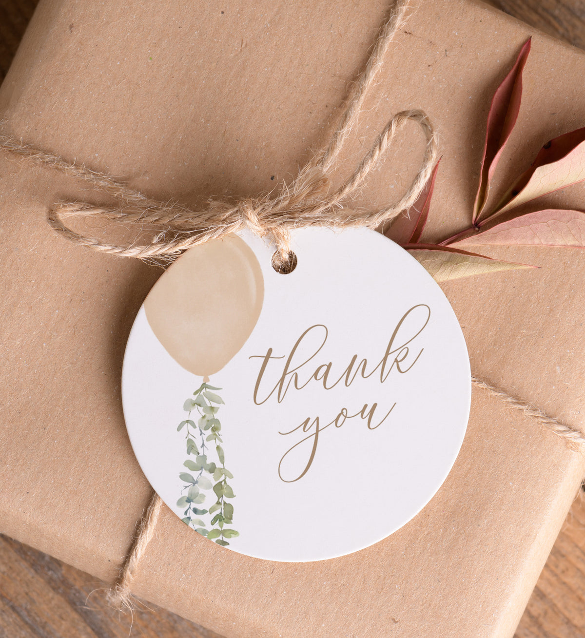 Editable Gold Balloon Baby Shower Favor Tag Template